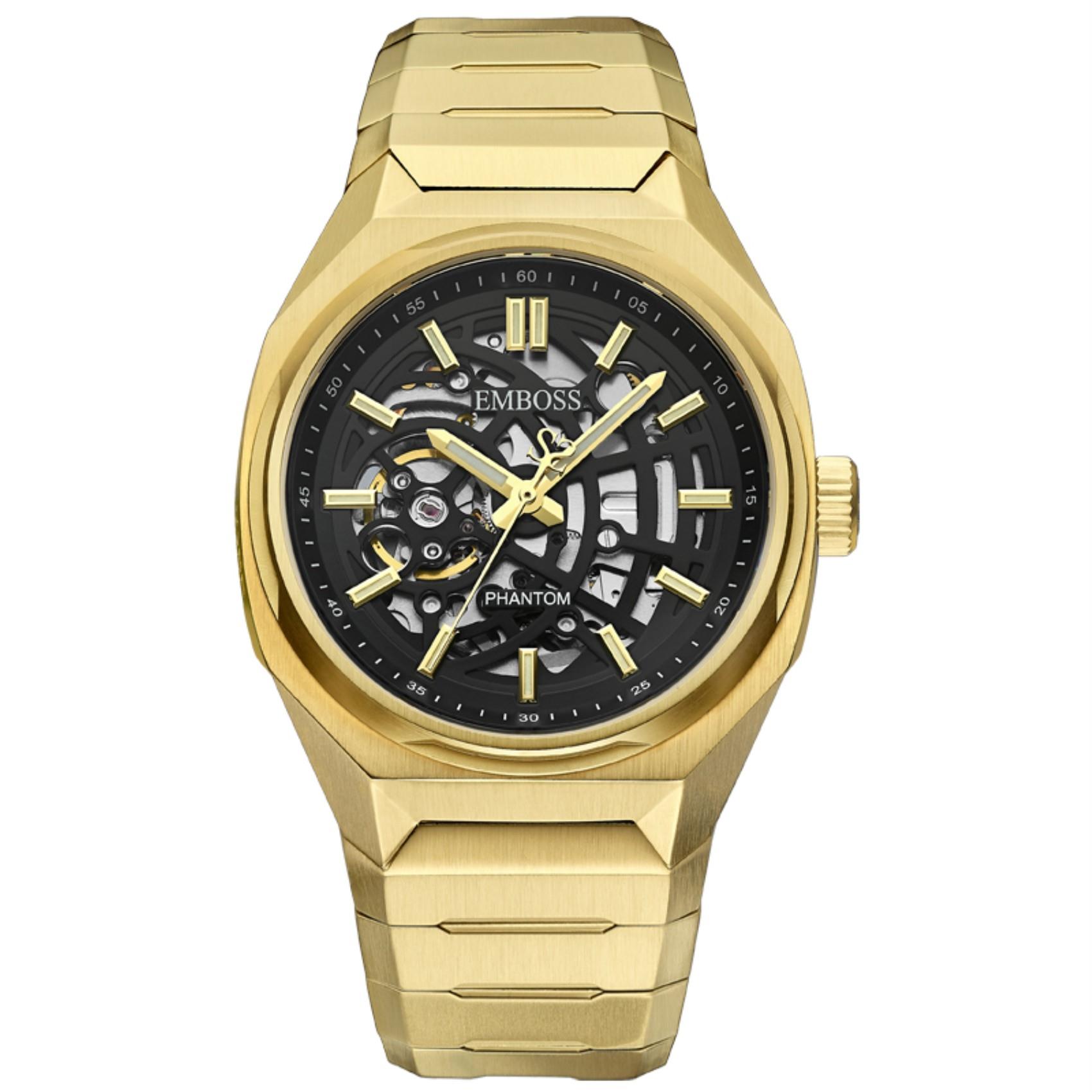 EMBOSS SUPER LUMINOVA C1 Automatic Watch SEIKO NH71 Gold Stainless