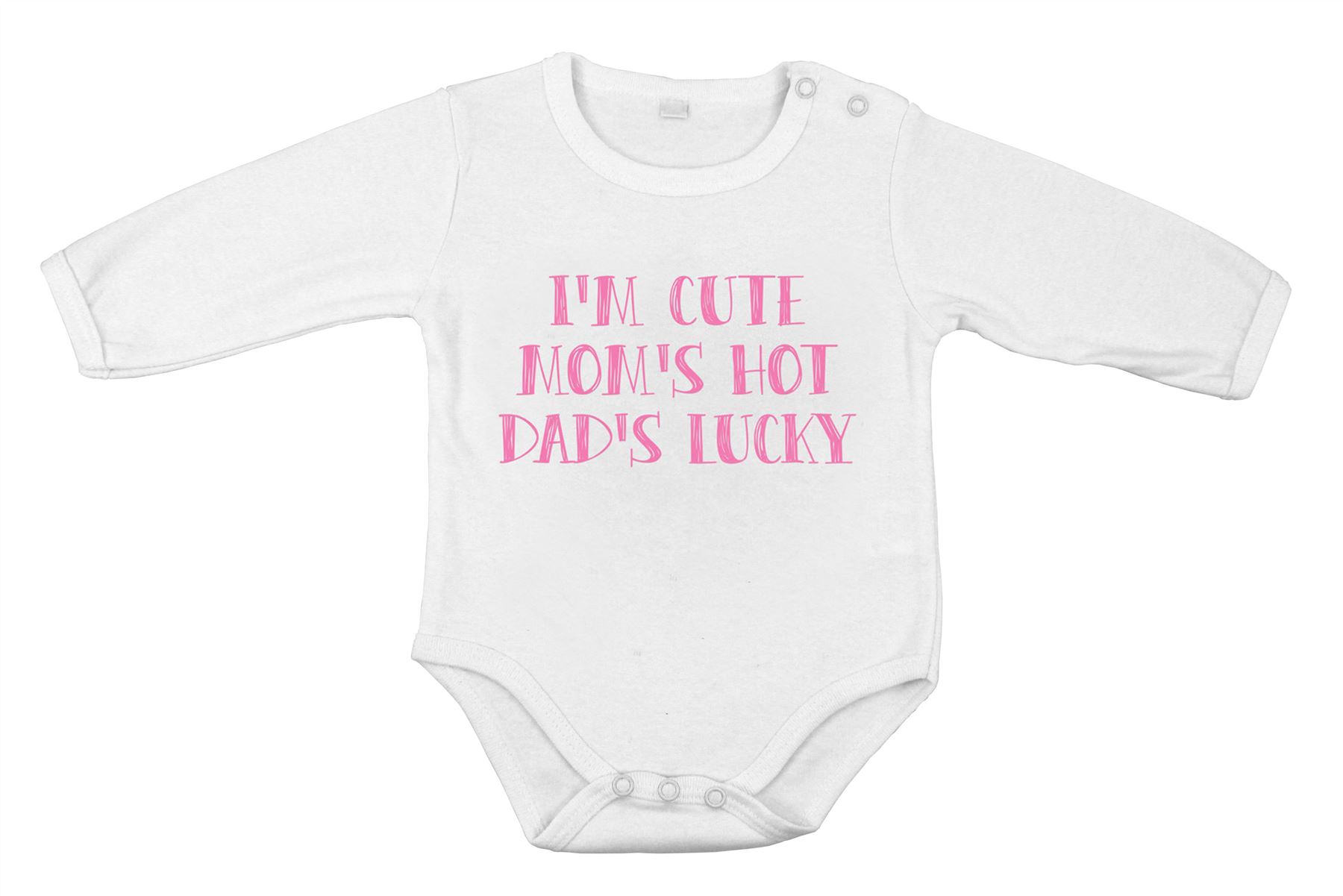 Mono I'm Cute My Mom's Cute And My Dad's Lucky Newborn Babygrow King regalo - Imagen 2 de 5