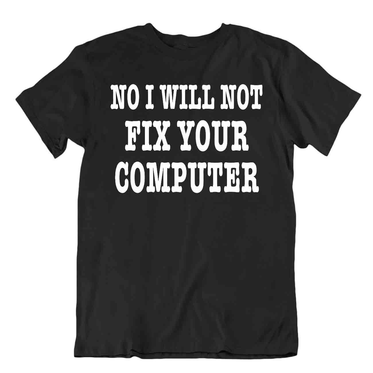 Maglietta Fix Your Computer Maglietta Scherzo Fumetto Unisex Cool Regalo Maglietta - Foto 2 di 8