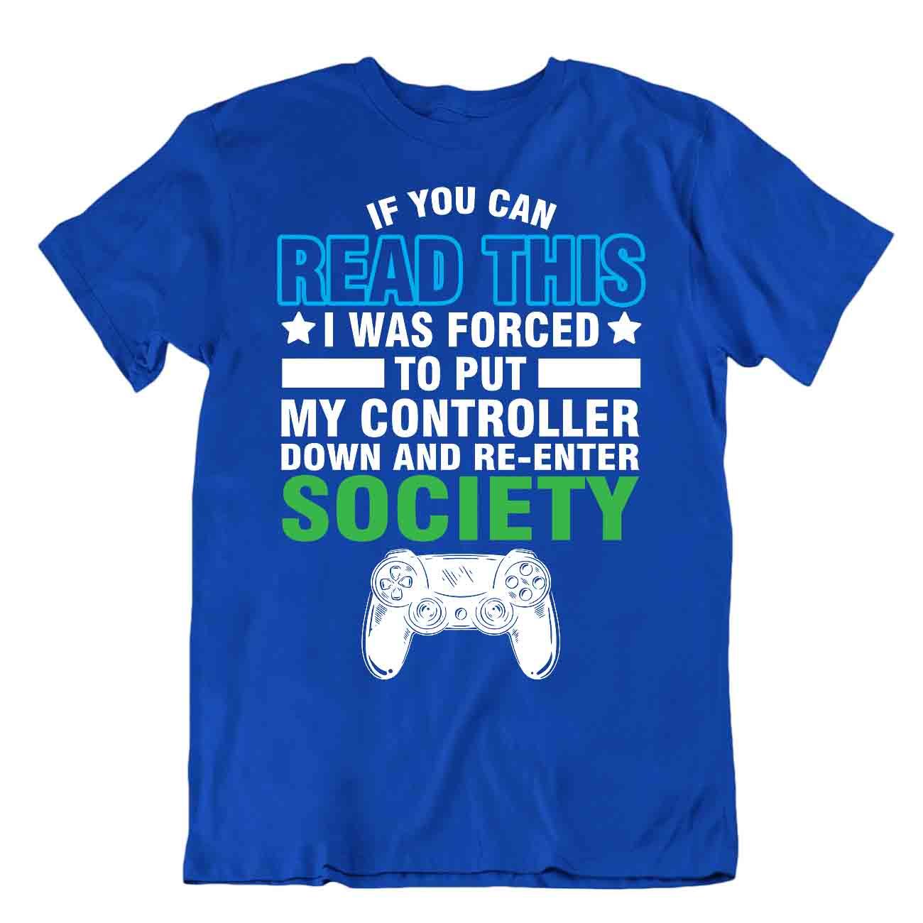 Gamer Controller Down T-Shirt Re Enter Society Tee Unique Trend Shirt - Imagen 3 de 8