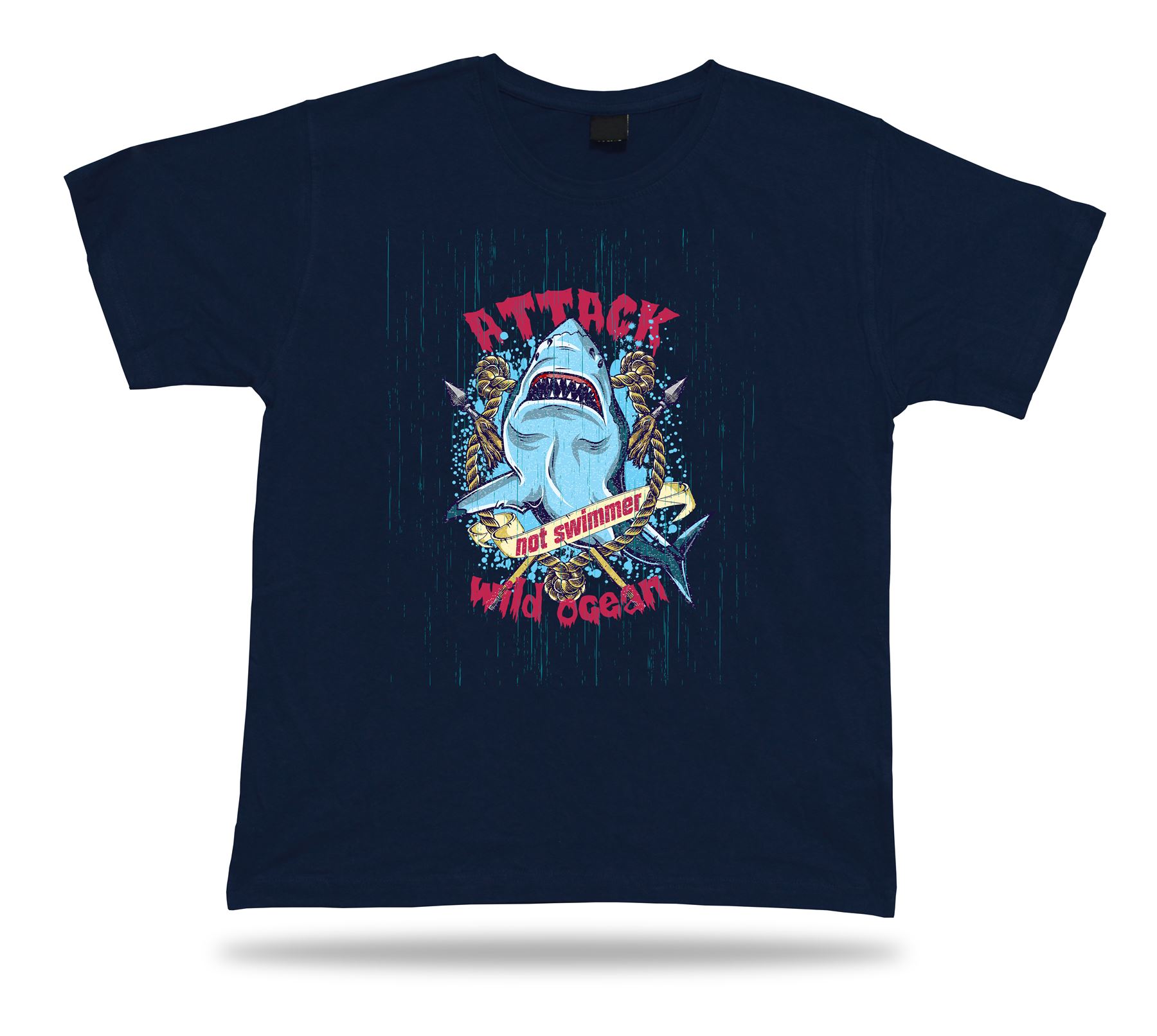 Shark Attack Wild Ocean Moder Nueva Idea Ropa Camiseta Diseño Cumpleaños Regalo Camiseta - Imagen 6 de 8