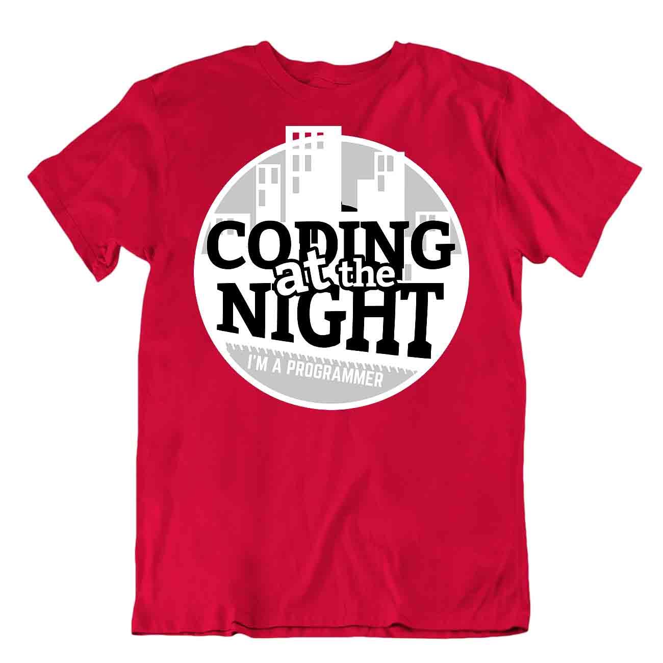Programmer T-Shirt Coding At Night Tee Classic Look Shirt - Picture 7 of 8