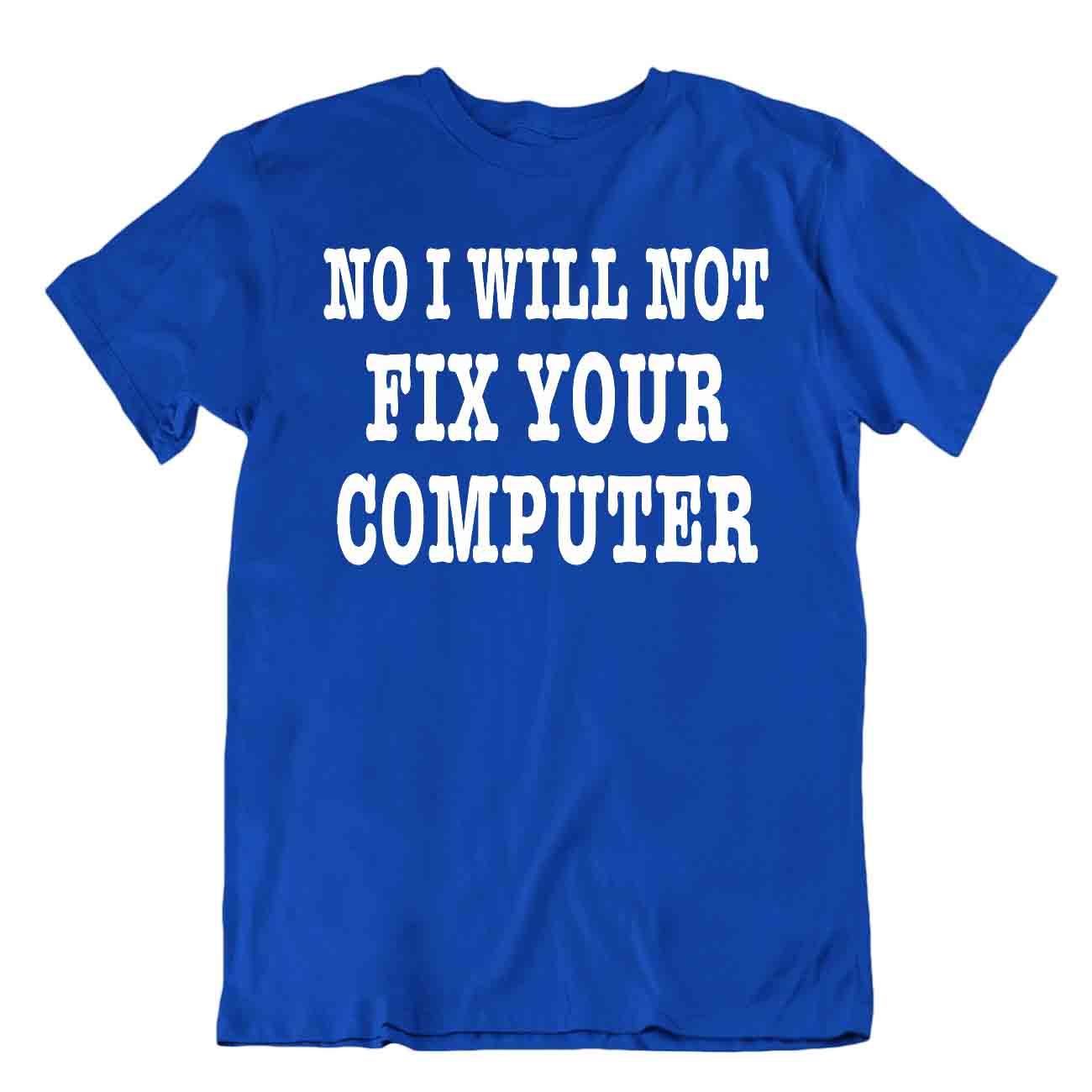 Maglietta Fix Your Computer Maglietta Scherzo Fumetto Unisex Cool Regalo Maglietta - Foto 3 di 8