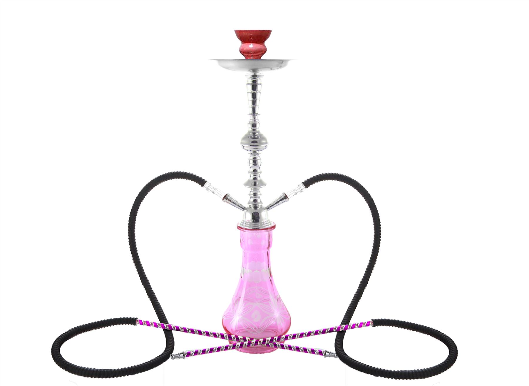 Hookah 20" Pink 2 hose shisha nargila bars narguile nargile glass water