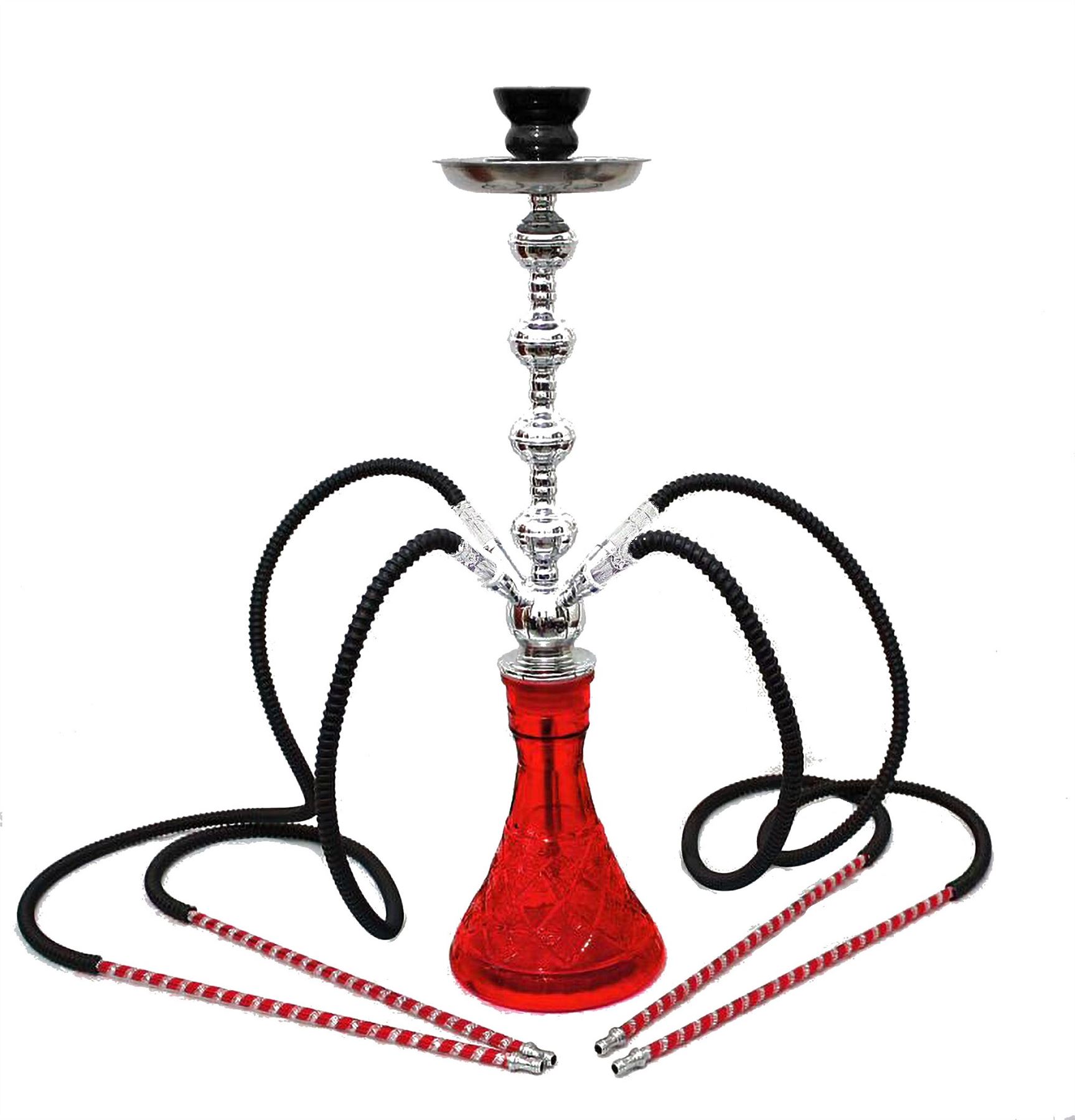 4 Hose Red Pyramid Shisha Red Laser pipe Hookah set best offer Nargila bl