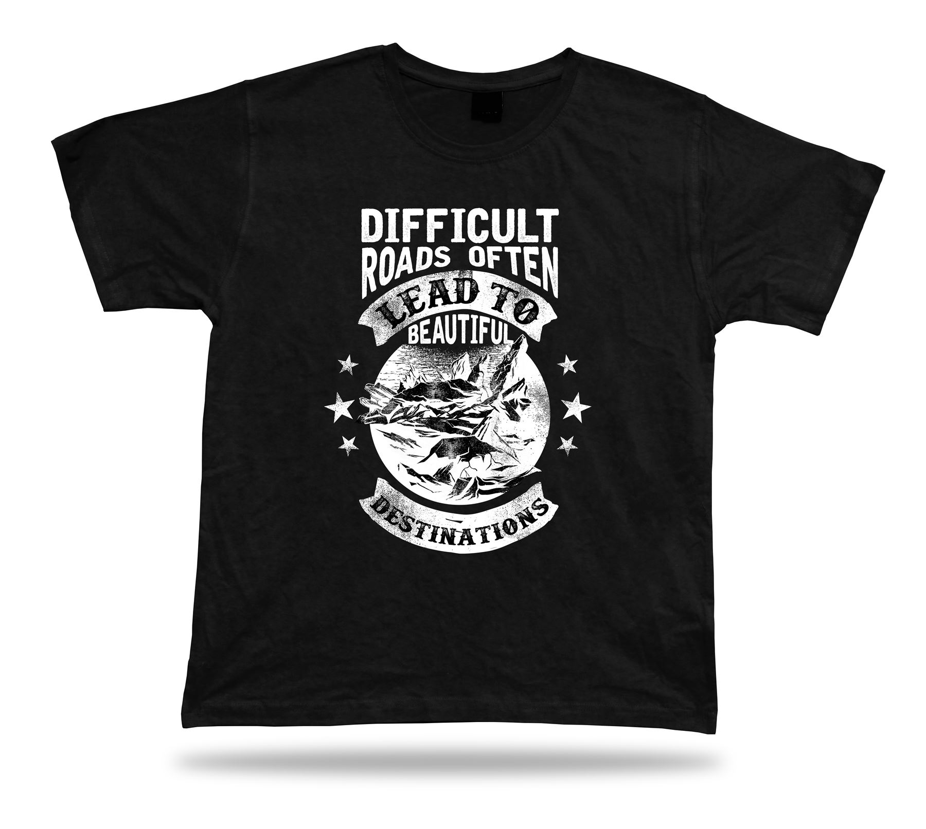 Tshirt Tee Shirt Birthday Gift Idea Difficult Roads Lead Quote Winsdom Mountains - Picture 2 of 8
