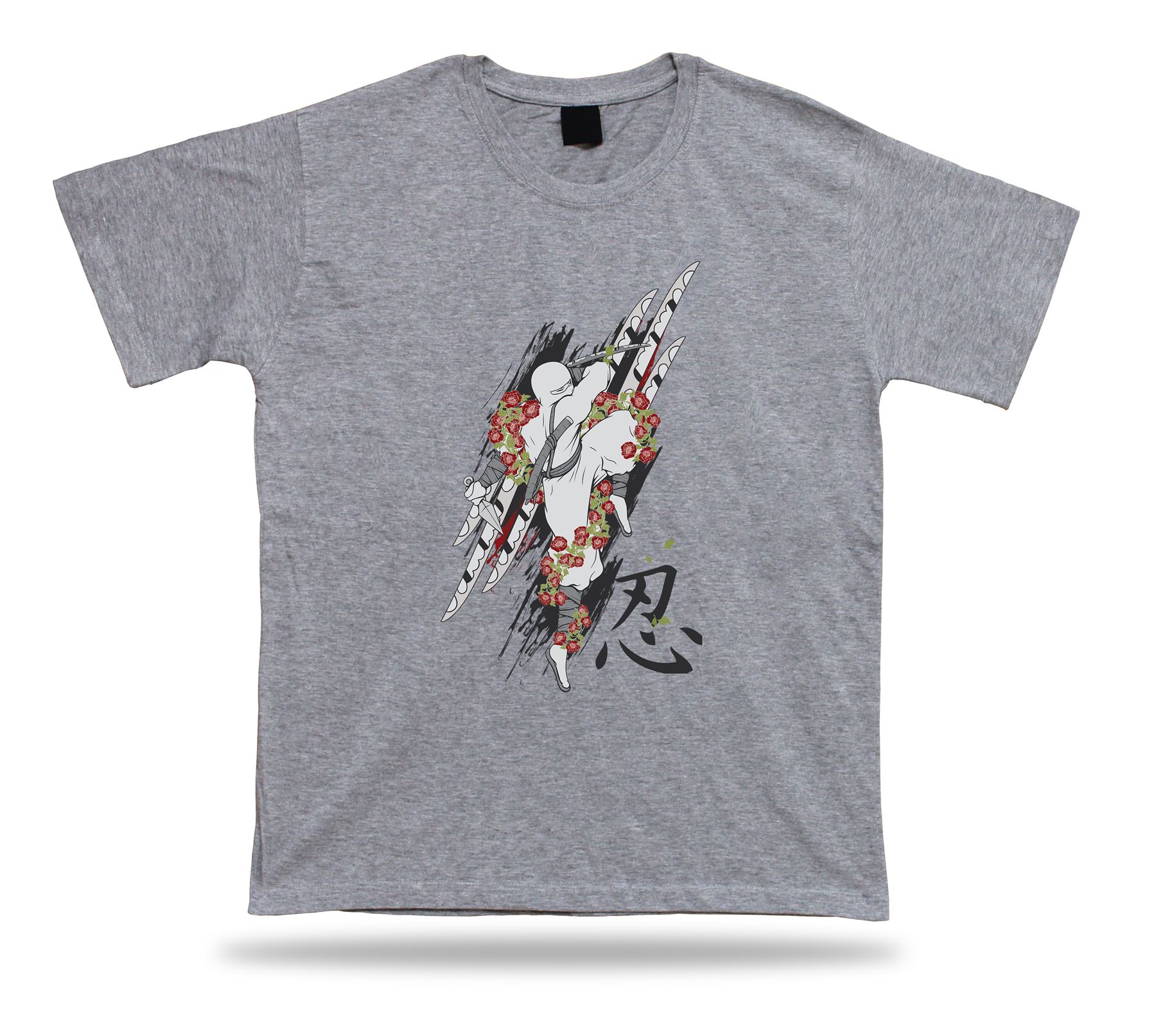 Ninja fight flowers black hmor funny charm tricot Tshirt Tee special gift T sale - Foto 5 di 8