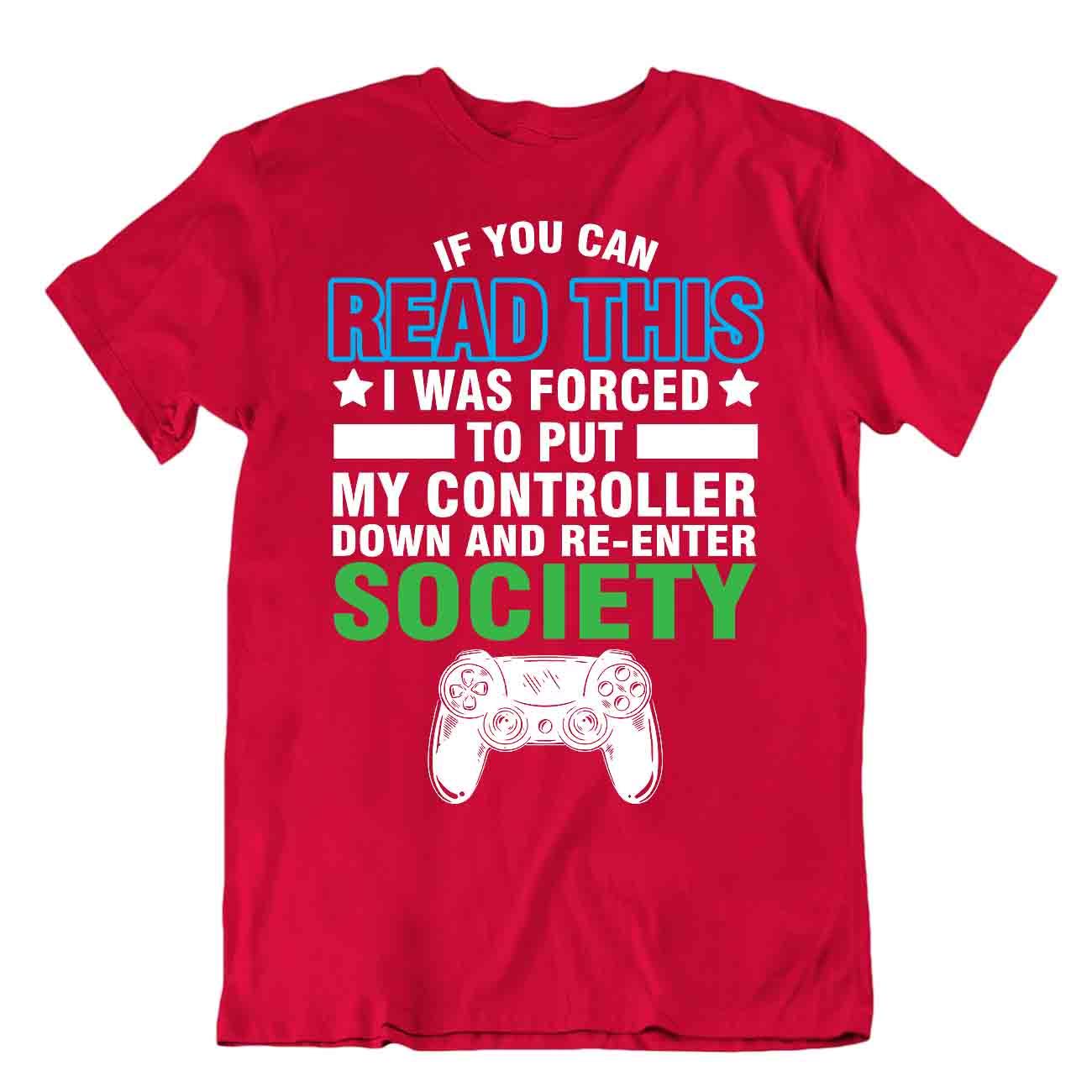 Gamer Controller Down T-Shirt Re Enter Society Tee Unique Trend Shirt - Imagen 7 de 8