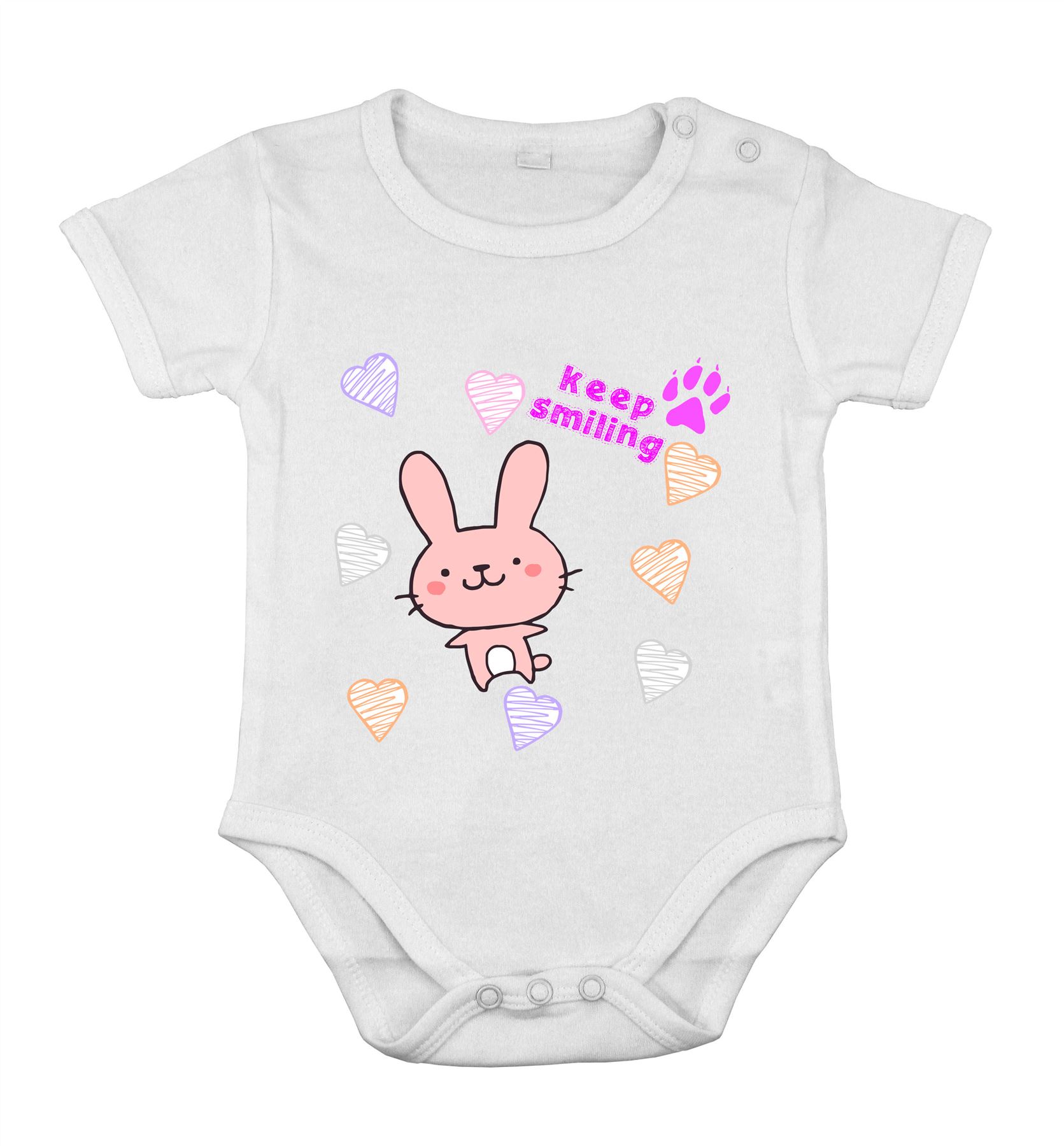 Babygrow Recién Nacido Mameluco Ducha Ropa Disfraz Conejito Sonrisa Amor Animal Impresión - Imagen 3 de 3