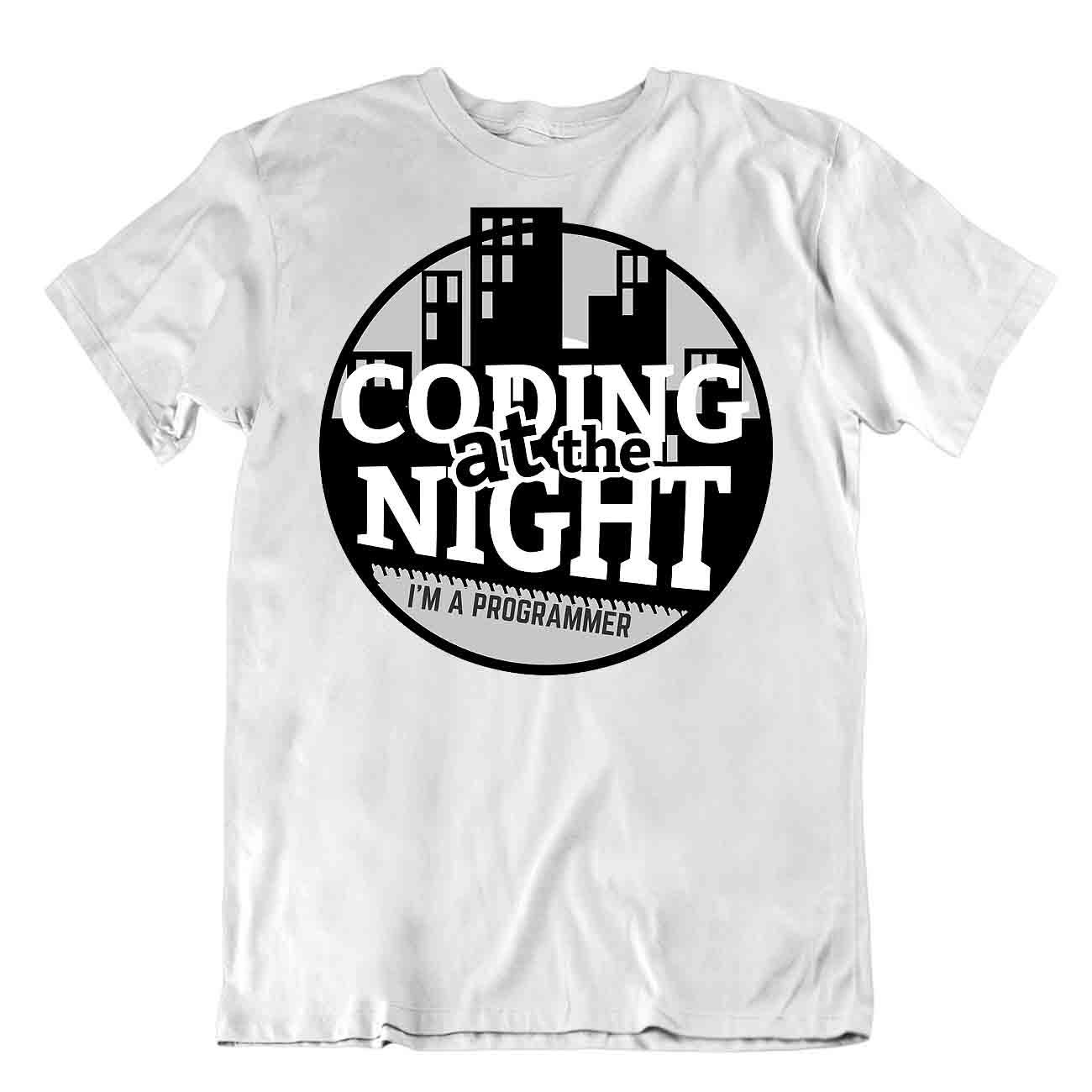 Programmer T-Shirt Coding At Night Tee Classic Look Shirt - Picture 8 of 8