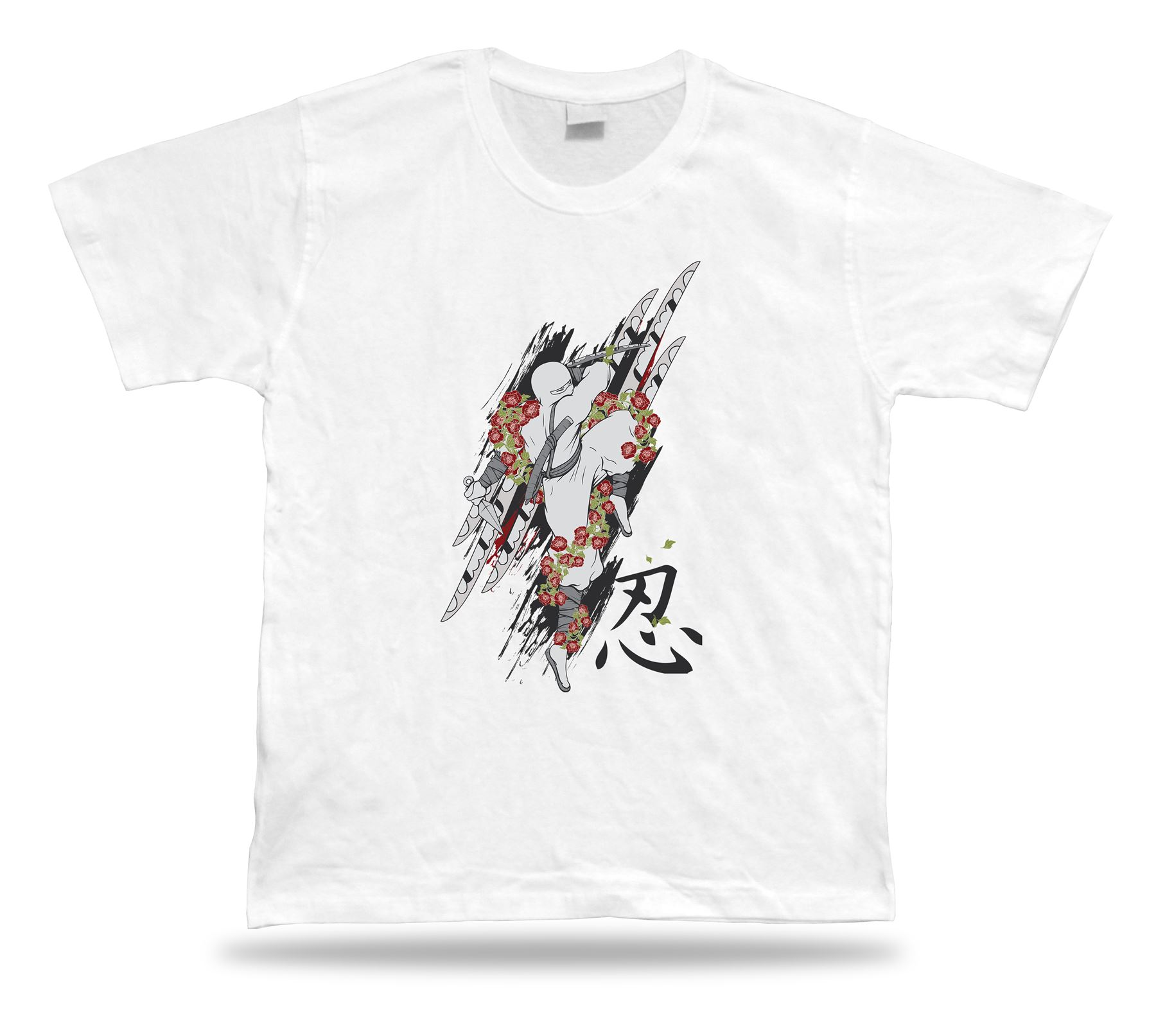 Ninja fight flowers black hmor funny charm tricot Tshirt Tee special gift T sale - Foto 8 di 8