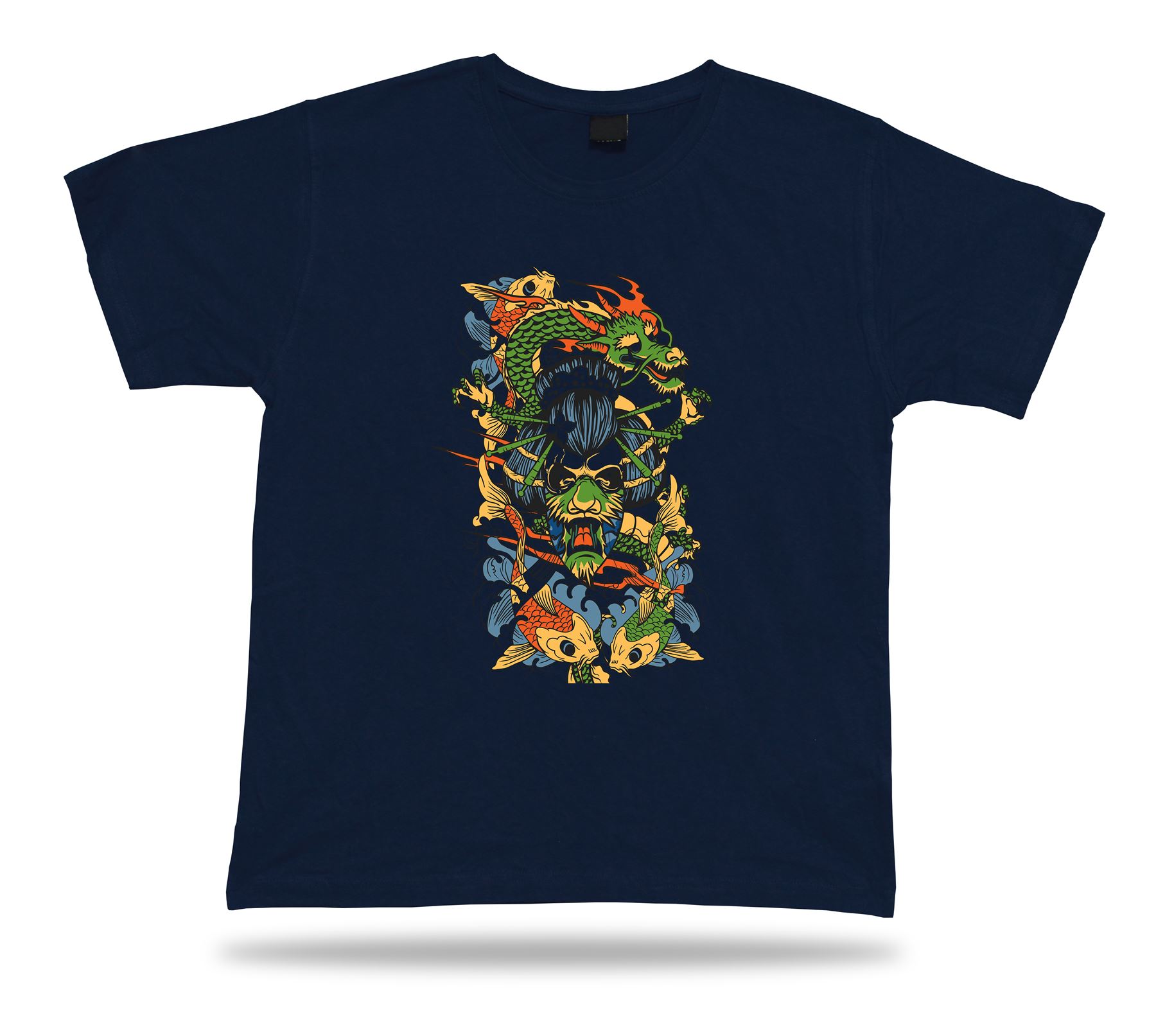 Japanese Dragon Kabuki Mask Koi Fish tshirt design cartoon tee special gift