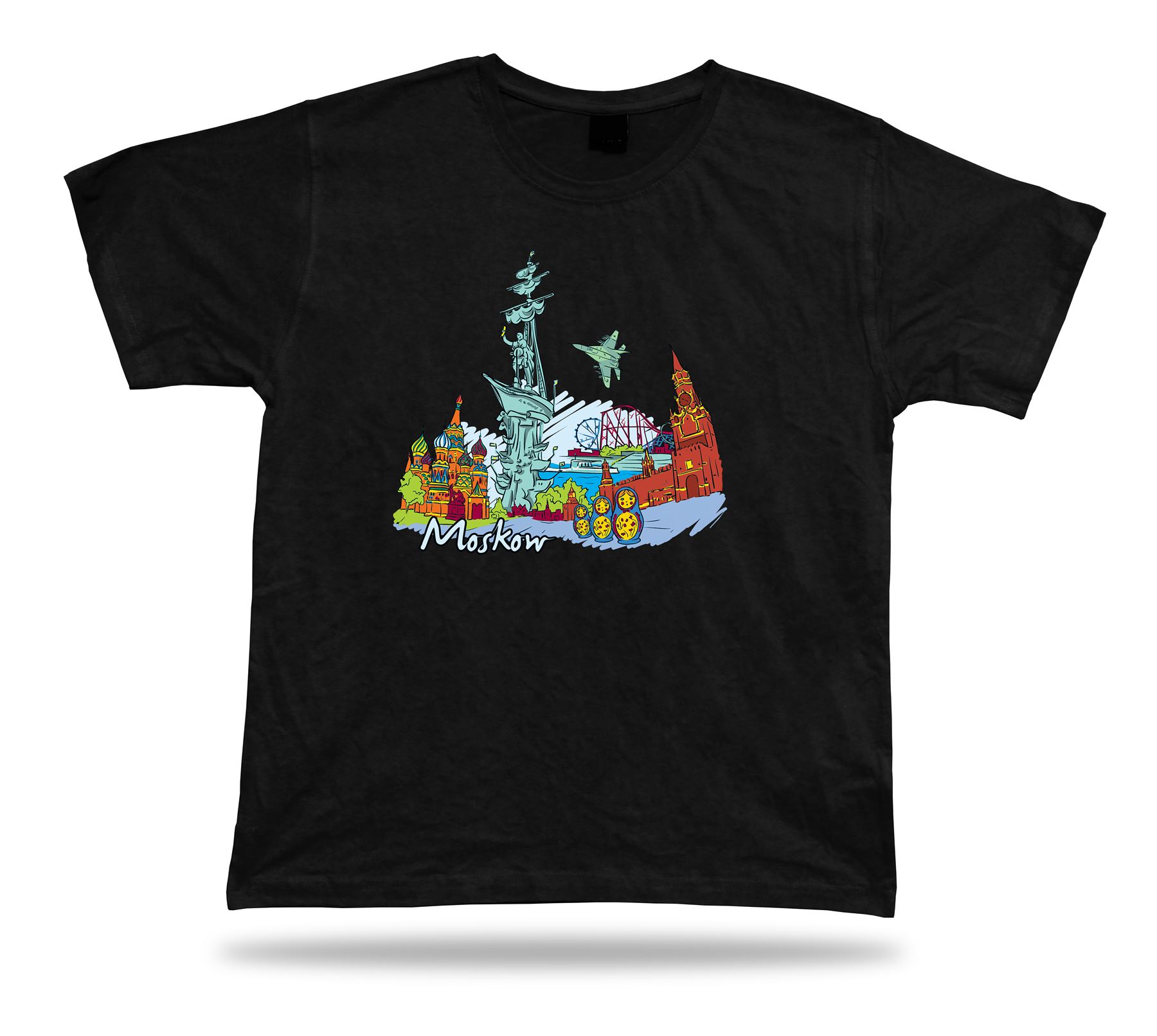 Urban Backwoods T-Shirt Uomo Skyline Moscow – 100% Cotone – Stampa Fotorealistica – Taglie Forti Fino A 5XL – Regular Fit