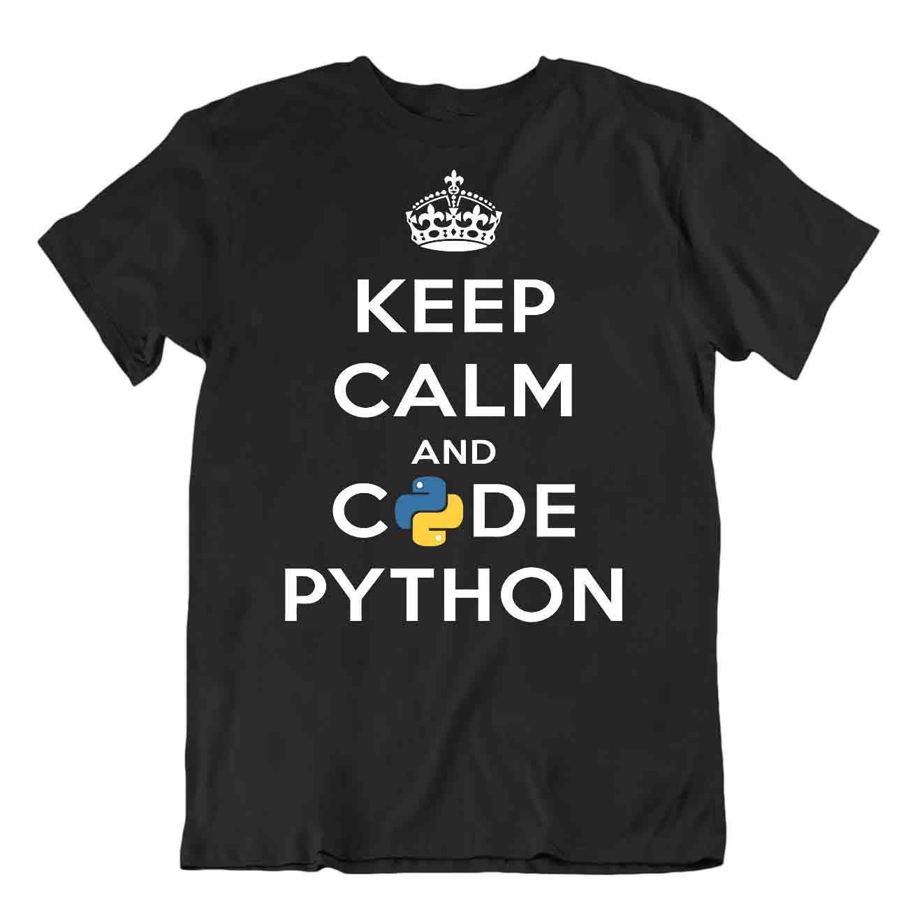 T-shirt Humour Geek 'Garder Kalm Et Code En Python' - Blague Informatique, Cadeau Unisexe