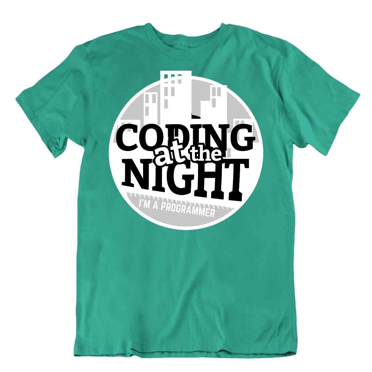 Programmer T-Shirt Coding At Night Tee Classic Look Shirt - Picture 4 of 8