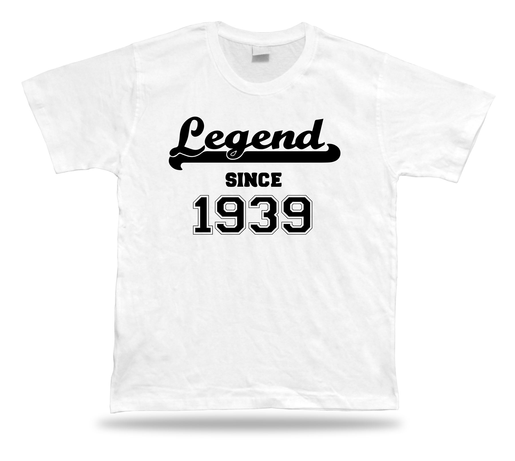 T-shirt imprimé tee Legend depuis 1939 heureux anniversaire idée cadeau unisexe - Imagen 8 de 8