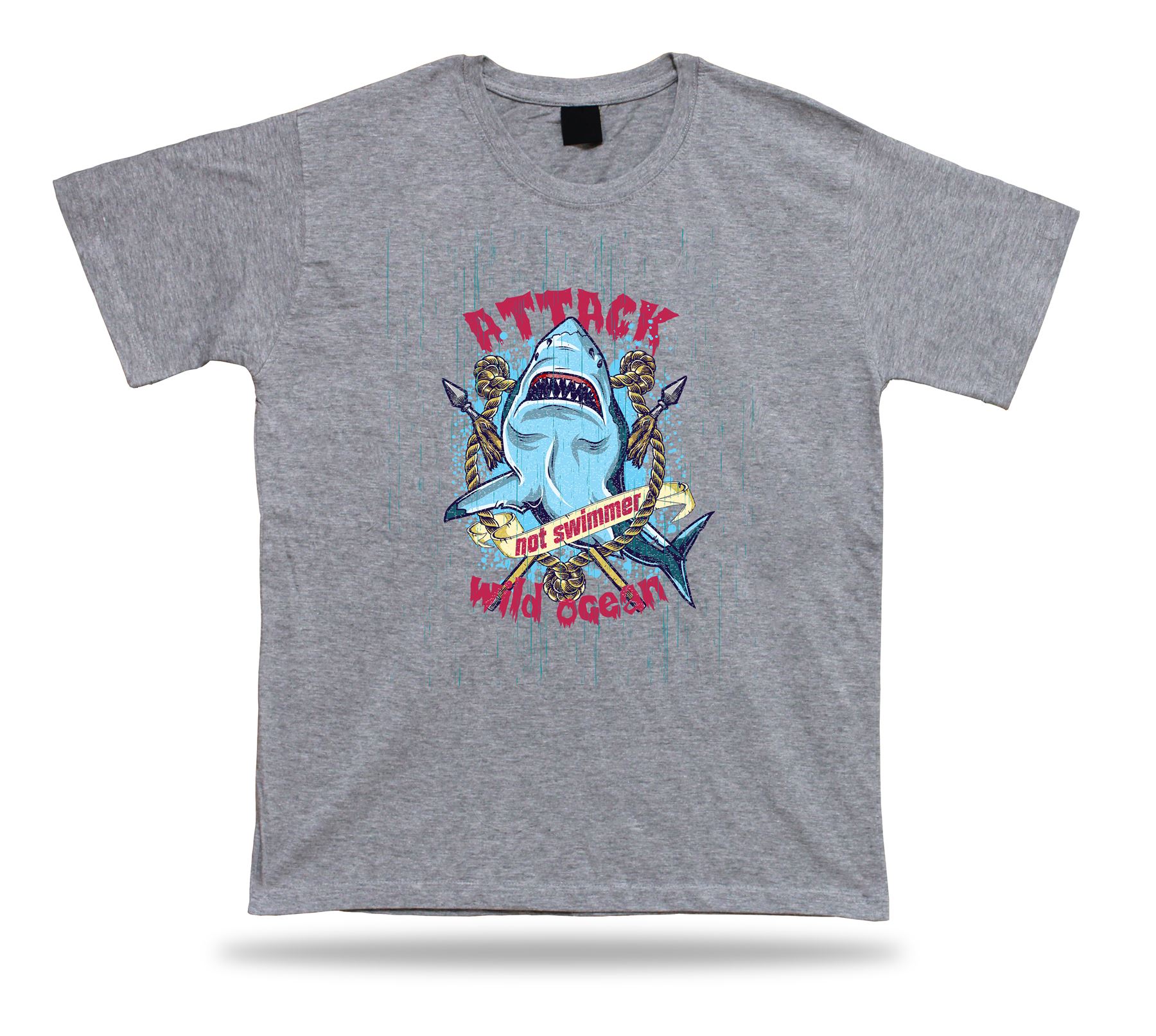 Shark Attack Wild Ocean Moder Nueva Idea Ropa Camiseta Diseño Cumpleaños Regalo Camiseta - Imagen 5 de 8