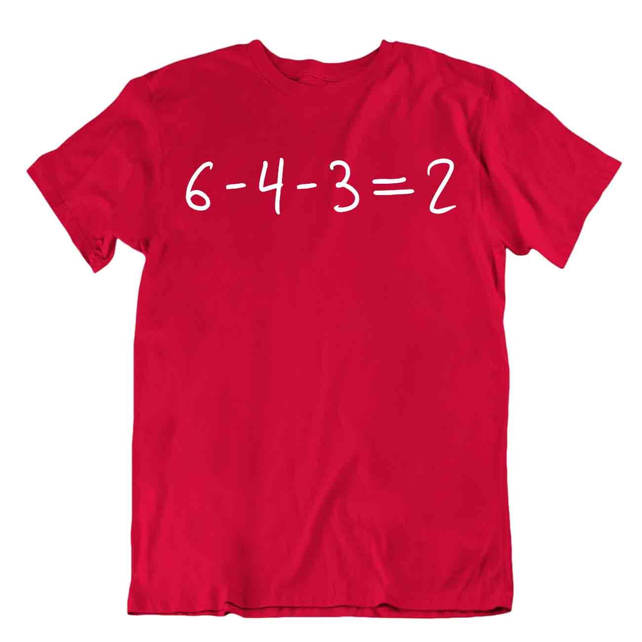 Double Play Equation 6-4-3=2 Math T-Shirt Tee T Funny Mens Shirt - Picture 7 of 8