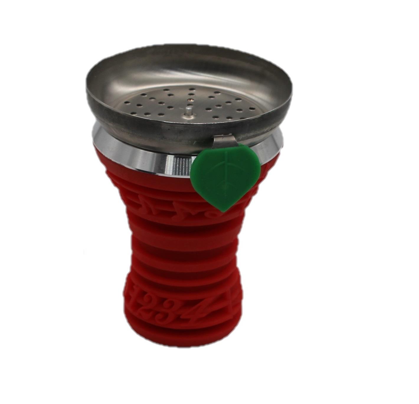 Red Silicone Metal Wind Covered Hookah Narguile Accordion Bowl Music Design Tray