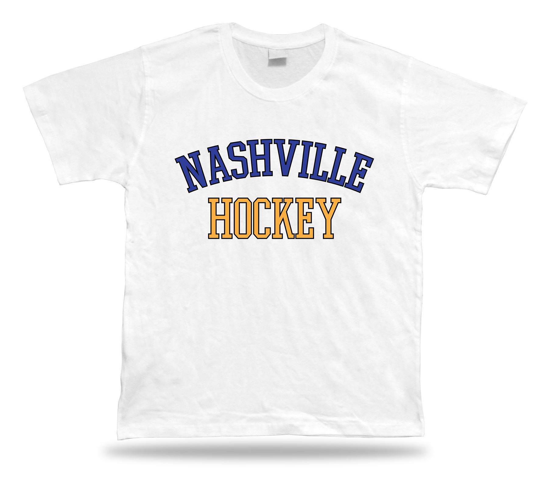NASHVILLE HOCKEY t-shirt tee blue gold white TN USA ice apparel winter design