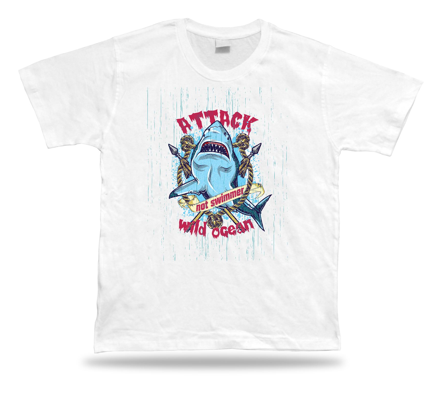 Shark Attack Wild Ocean Moder Nueva Idea Ropa Camiseta Diseño Cumpleaños Regalo Camiseta - Imagen 8 de 8
