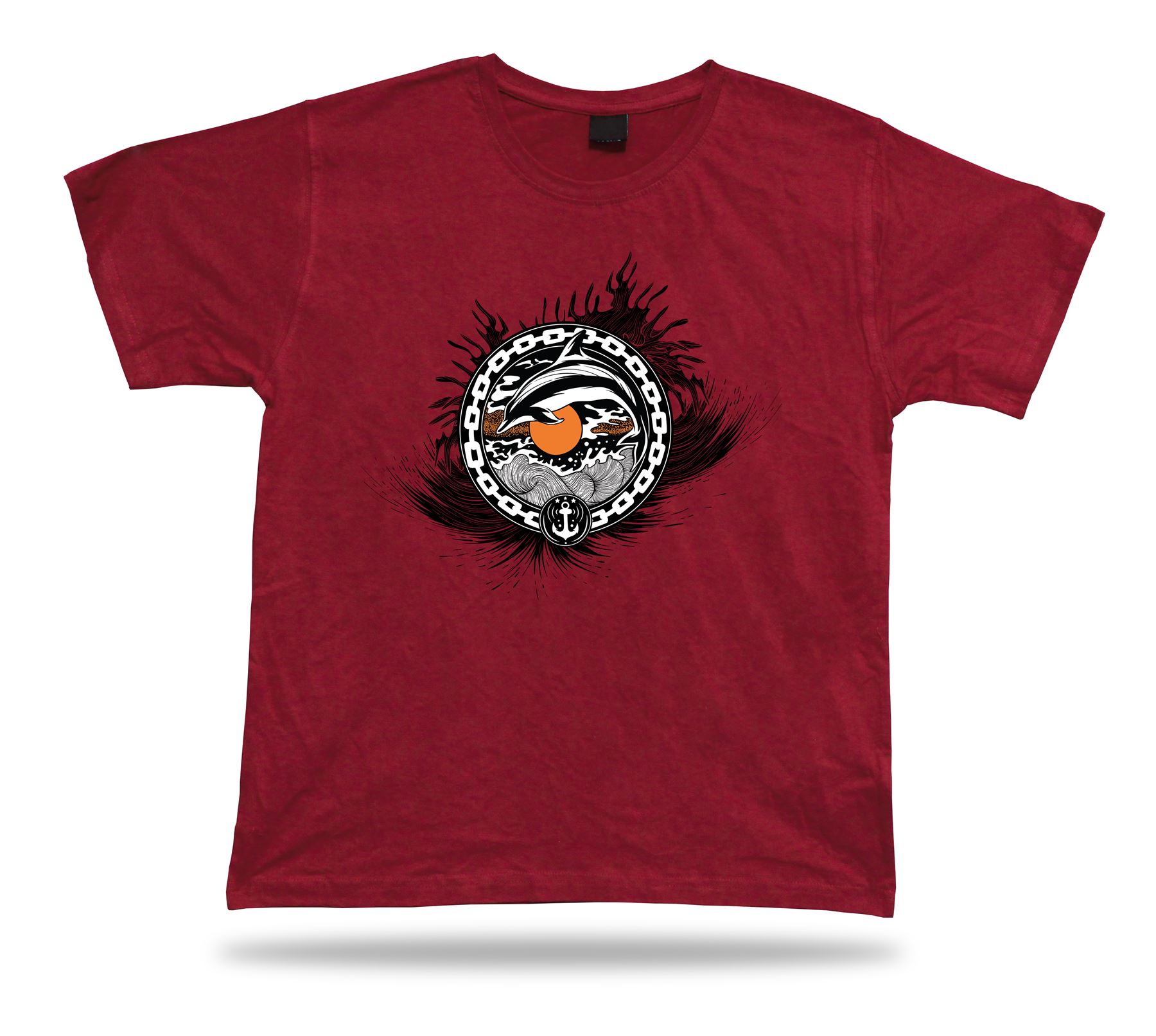 Tshirt Tee Shirt Birthday Gift Idea Doplhin Sea Waves Water Emblam Freedom Ocean - Picture 7 of 8