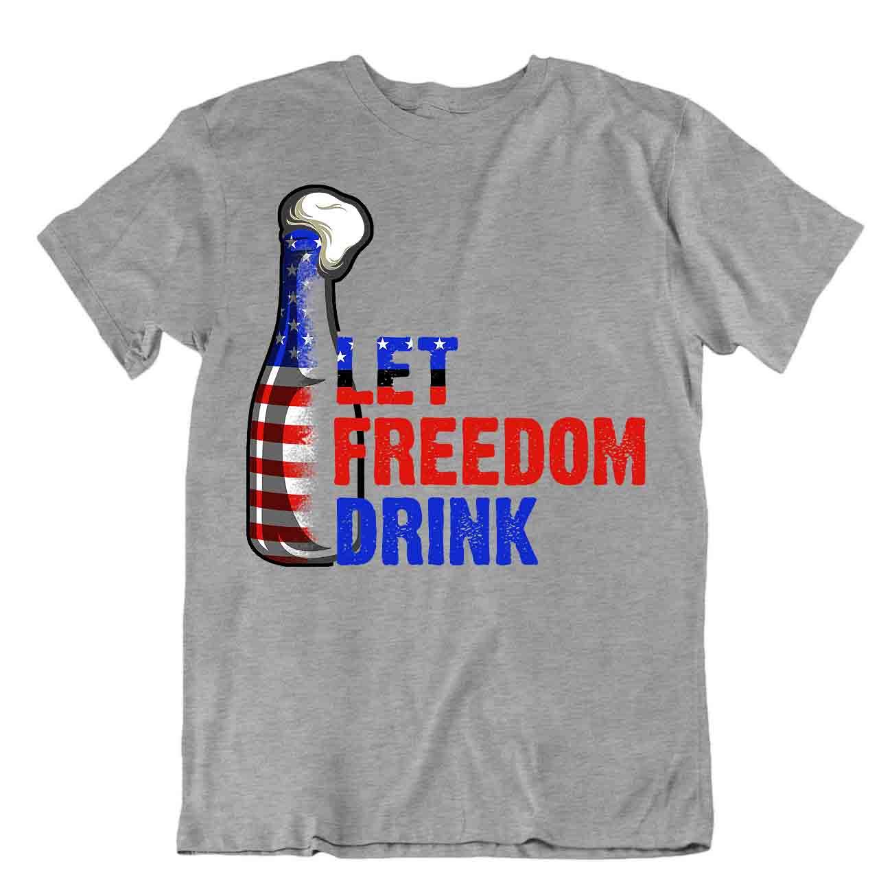 Let Freedom Drink T-Shirt Beach Holiday Summer Aloha Tee Cheers Shirt - Picture 5 of 8