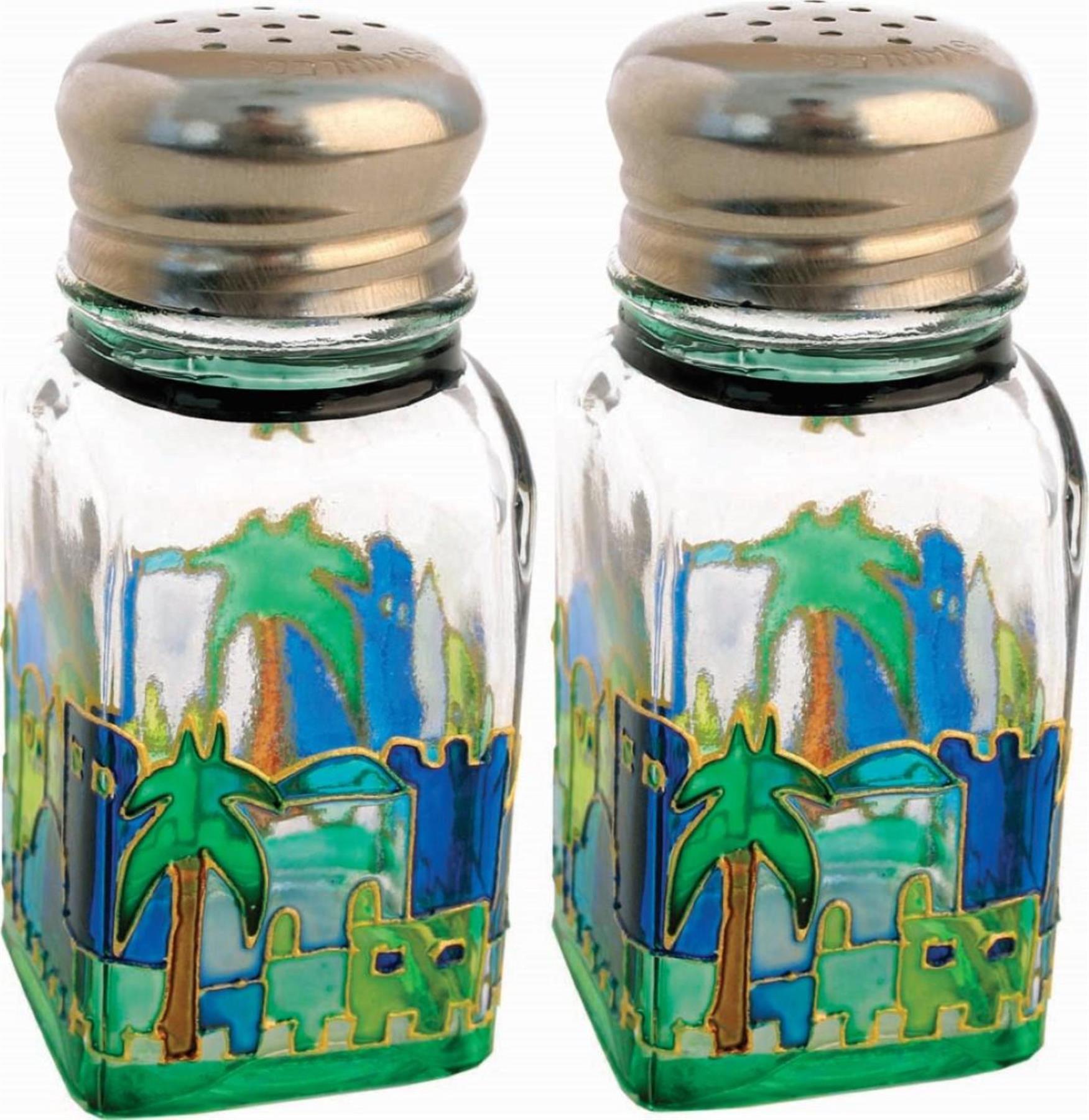 Glass Salt & Pepper Refillable shaker Set Hand Painting Design Kitchen B&B Home - Picture 5 of 7