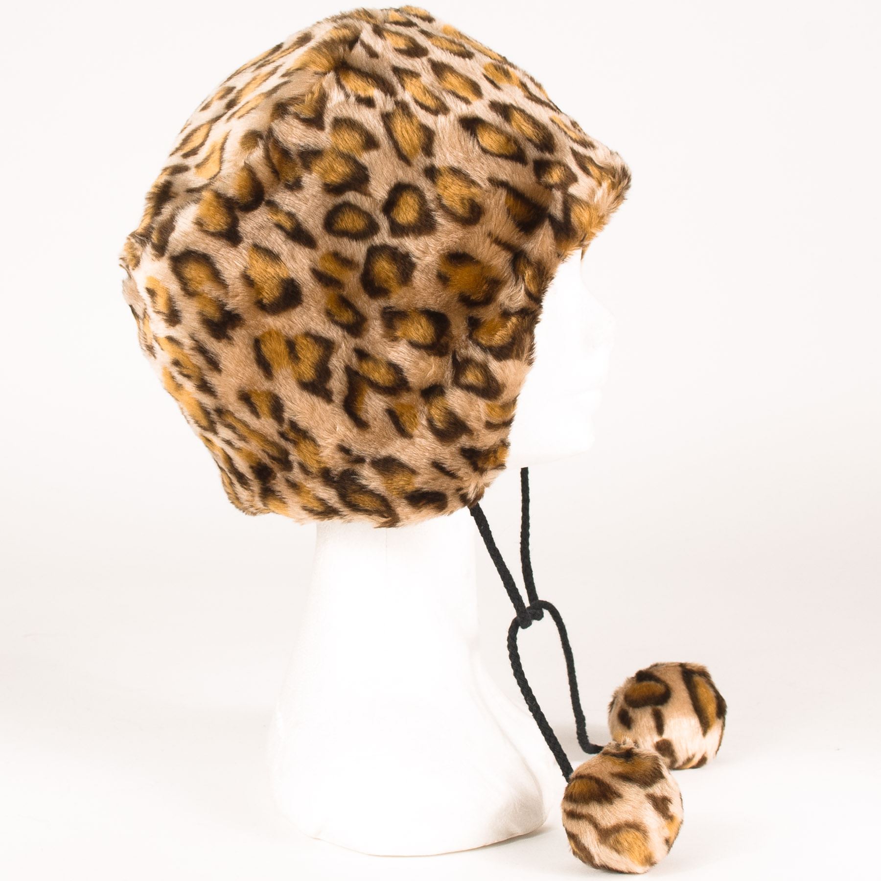 leopard pattern faux fur russian style trapper hat