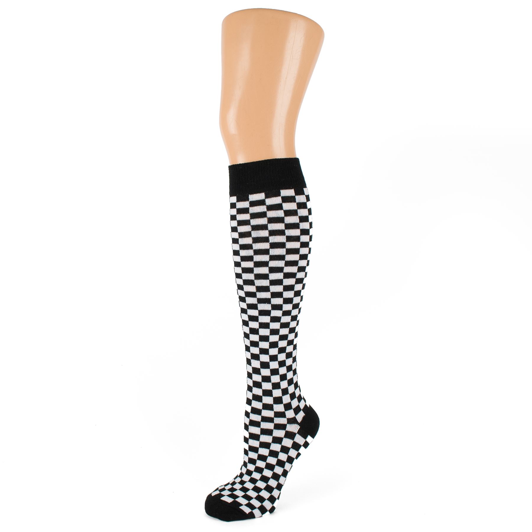 Checkered socks are bright and beautiful, with inch wide checks from ankle to knee, with a solid colored cushioned foot. Our Checkered socks are comfortable, durable, and machine-washable, making it easy to put together a clown outfit or everyday clothes. Patterned socks are less stretchy in the calf than solids or stripes.