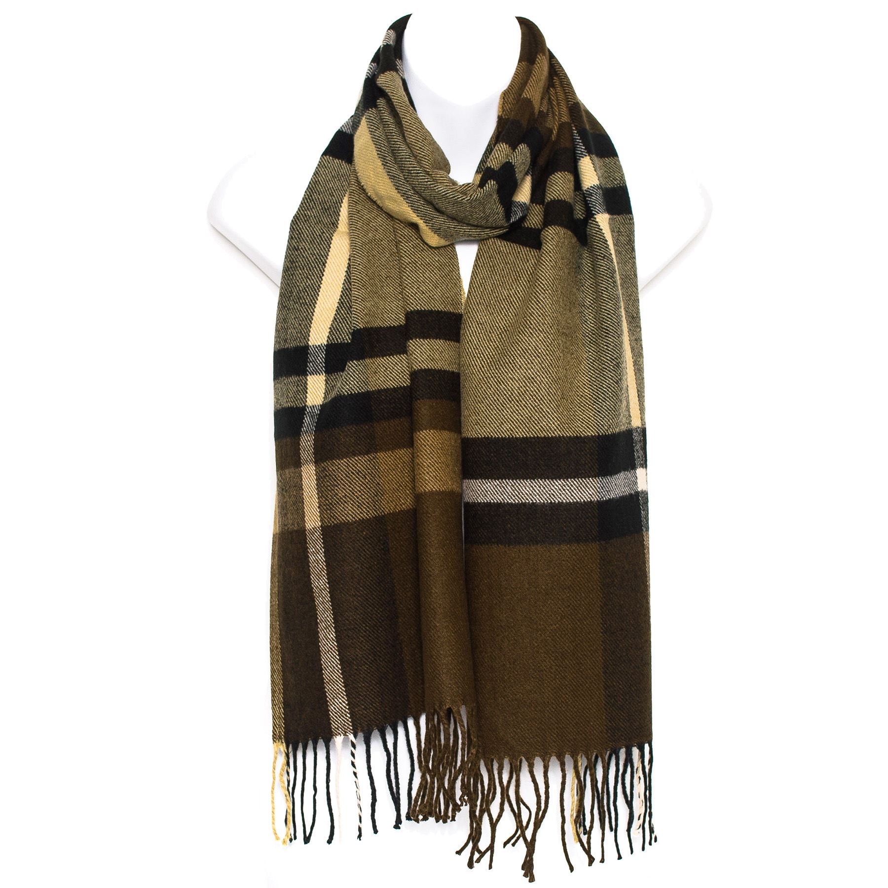 Luxury Wool Blend Unisex Checked Striped Winter Scarf eBay