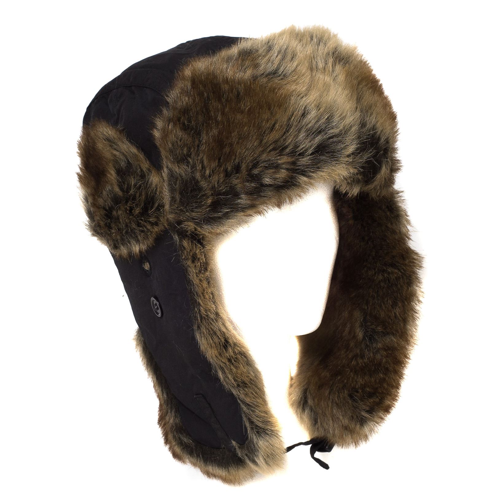 Faux Fur Black Russian Style Trapper Hat eBay