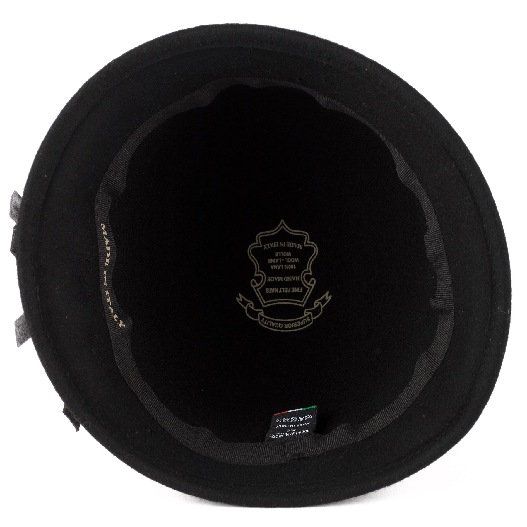 Ladies 100/% Wool Cloche Hat with Three Colour Felt Band Handmade in Italy