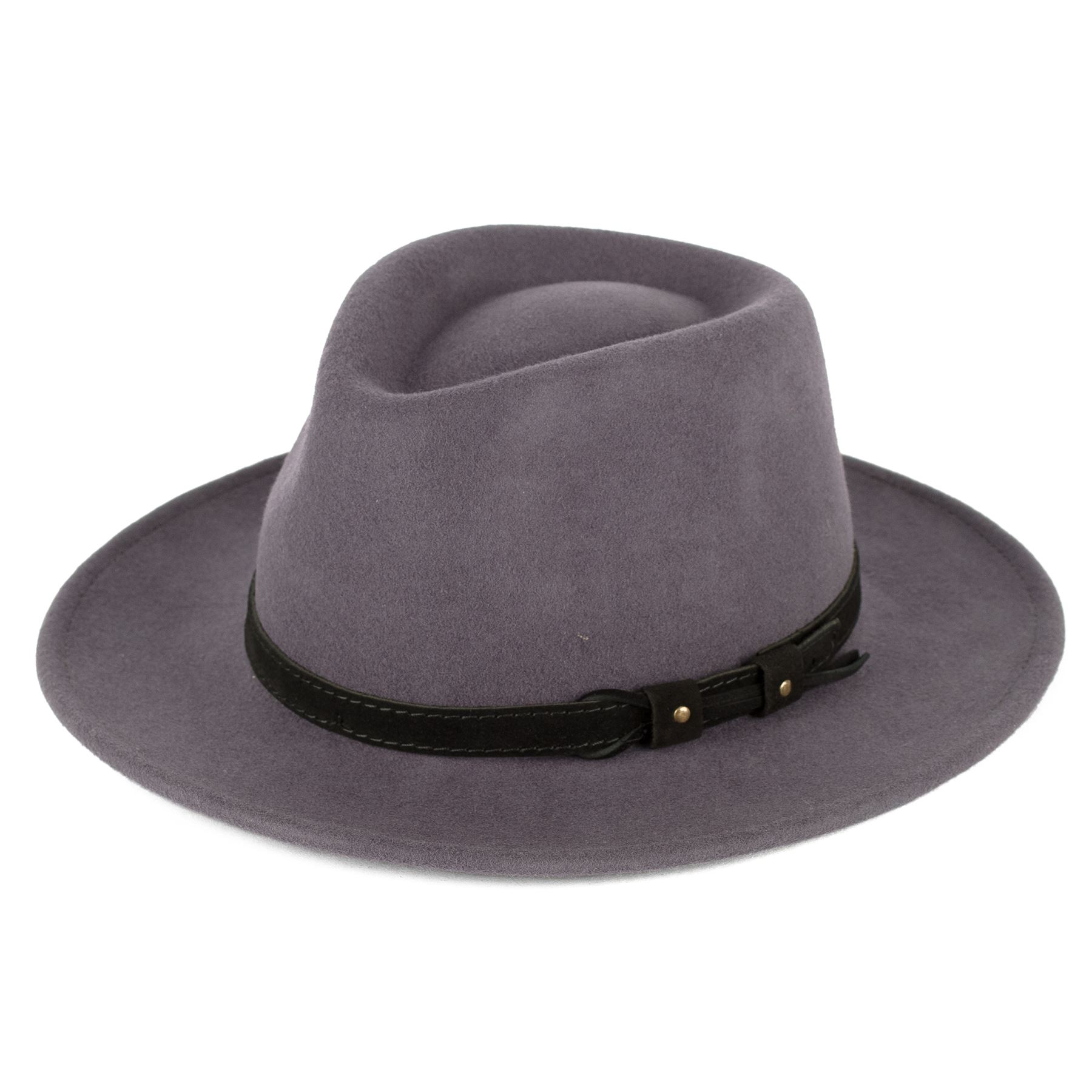 Wool Fedora Hat with Leather Belt Waterproof & Crushable Handmade in Italy