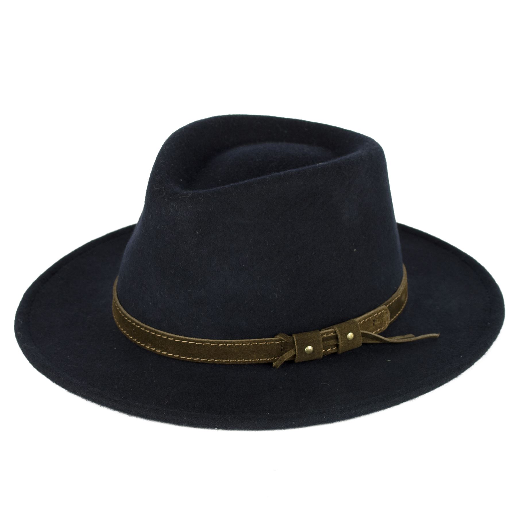 Wool Fedora Hat with Leather Belt Waterproof & Crushable Handmade in