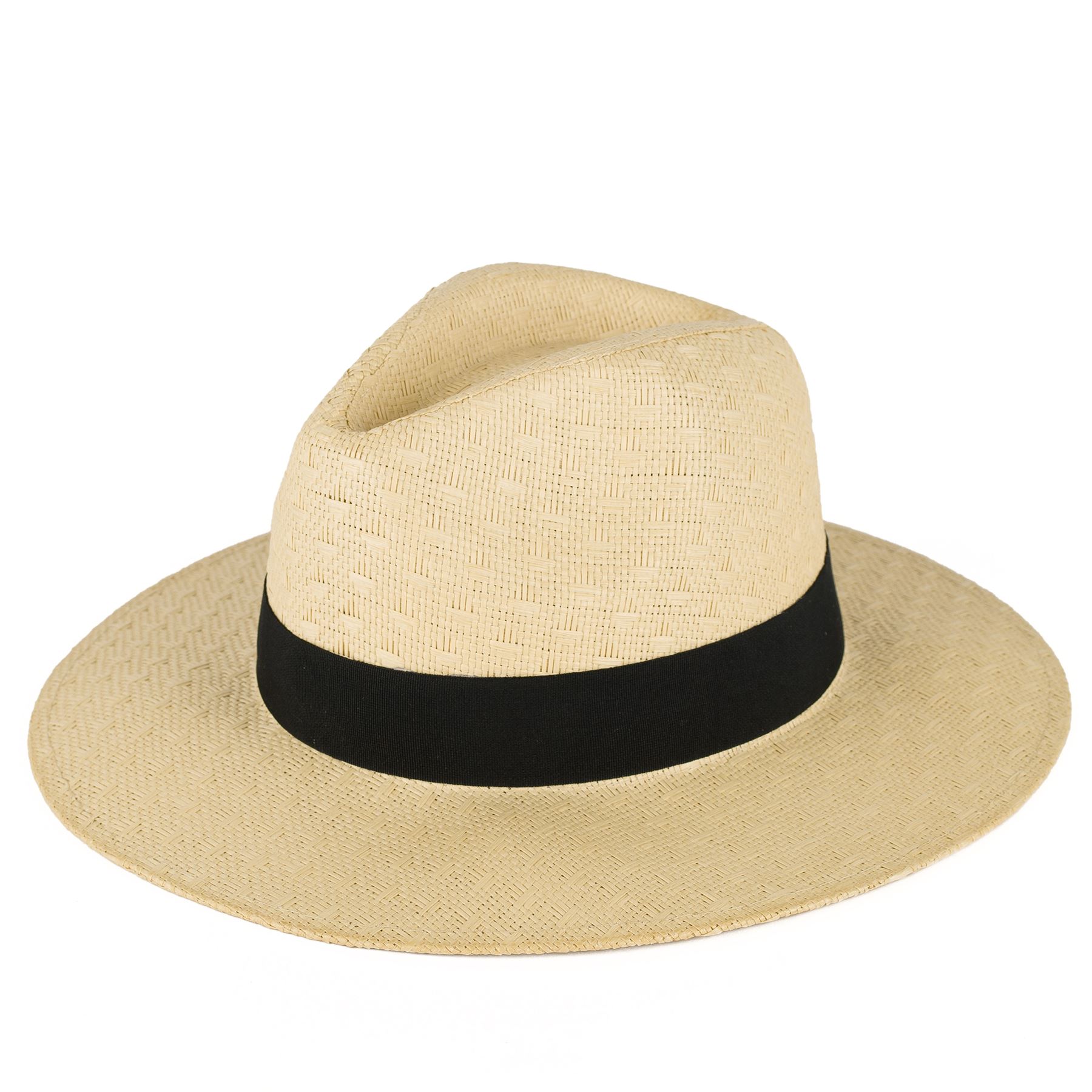 Unisex Straw Fedora Hat with Black Band 