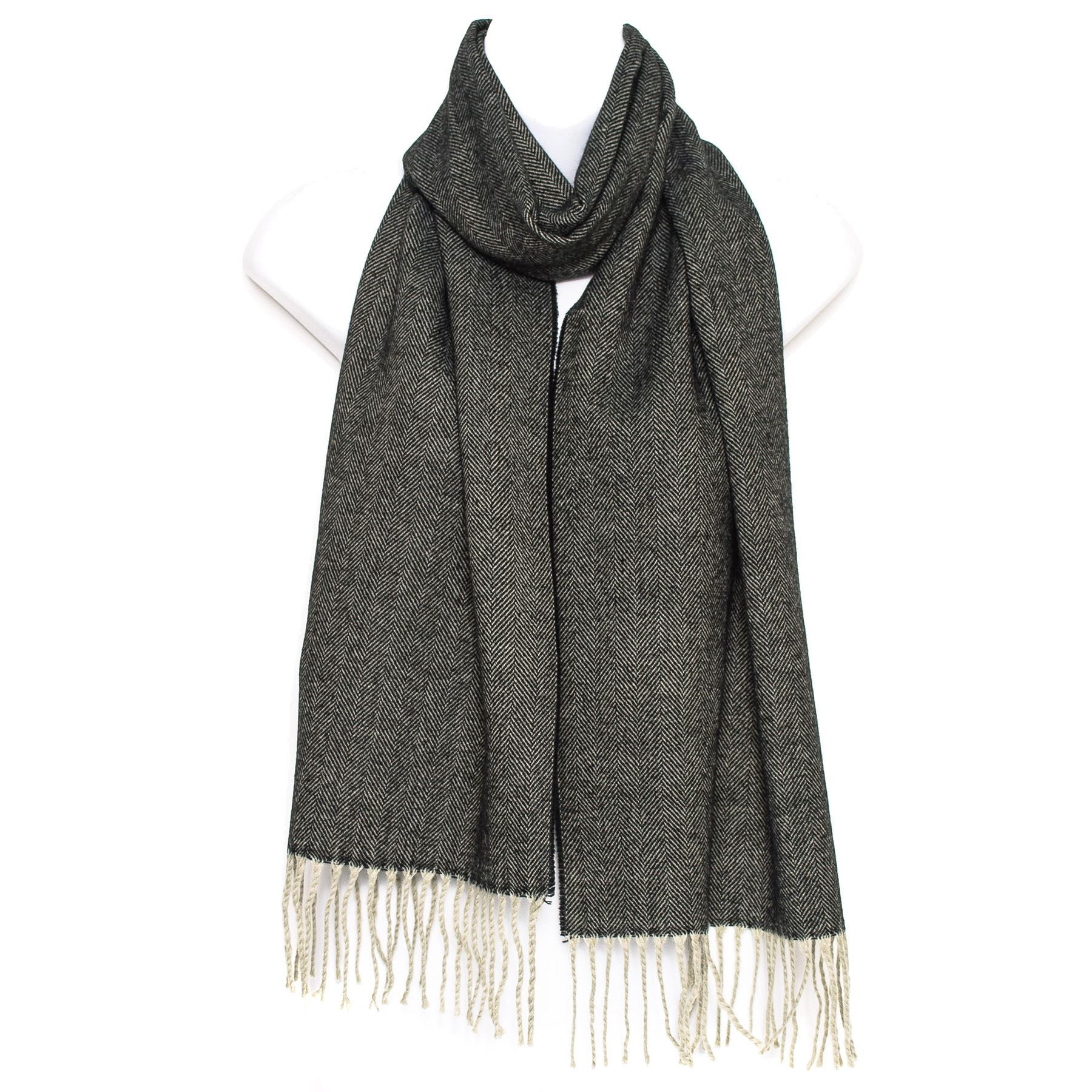 Luxury Wool Blend Unisex Herringbone Pattern Winter Scarf