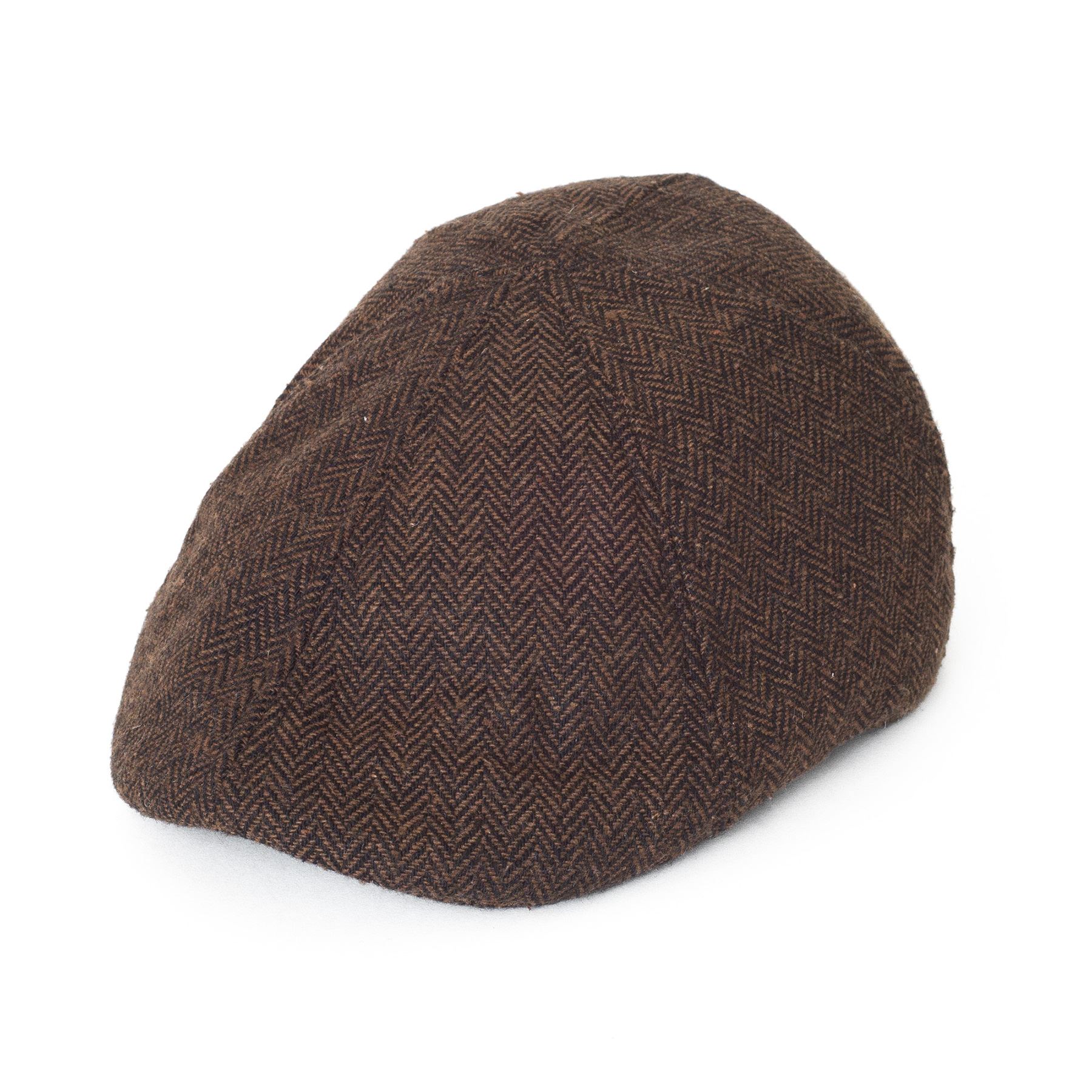 6Panel Wool Blend Duckbill Flat Cap with Herringbone Pattern eBay