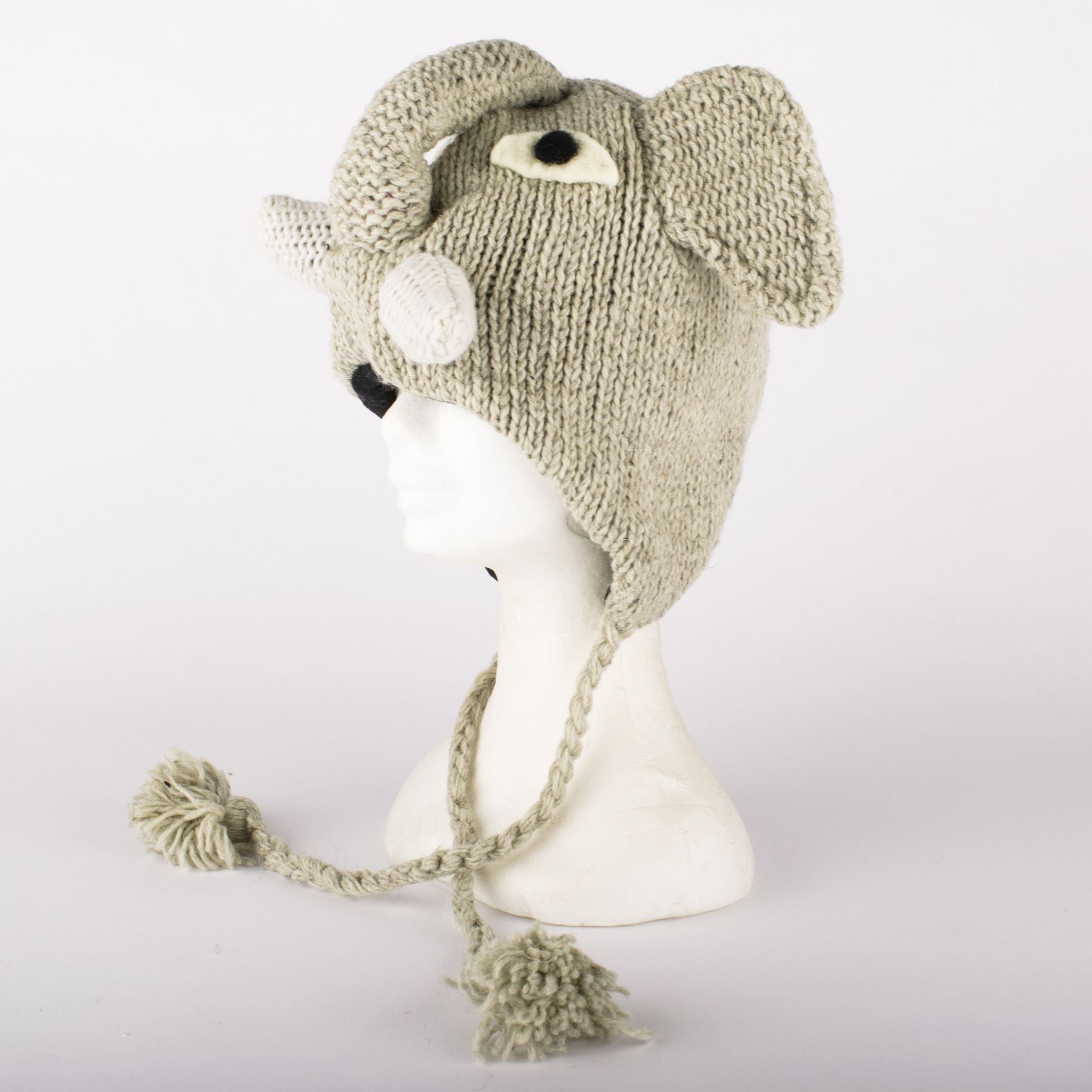 Handmade Knit 100/% Wool Unisex Animal Winter Nepal Hat Koala