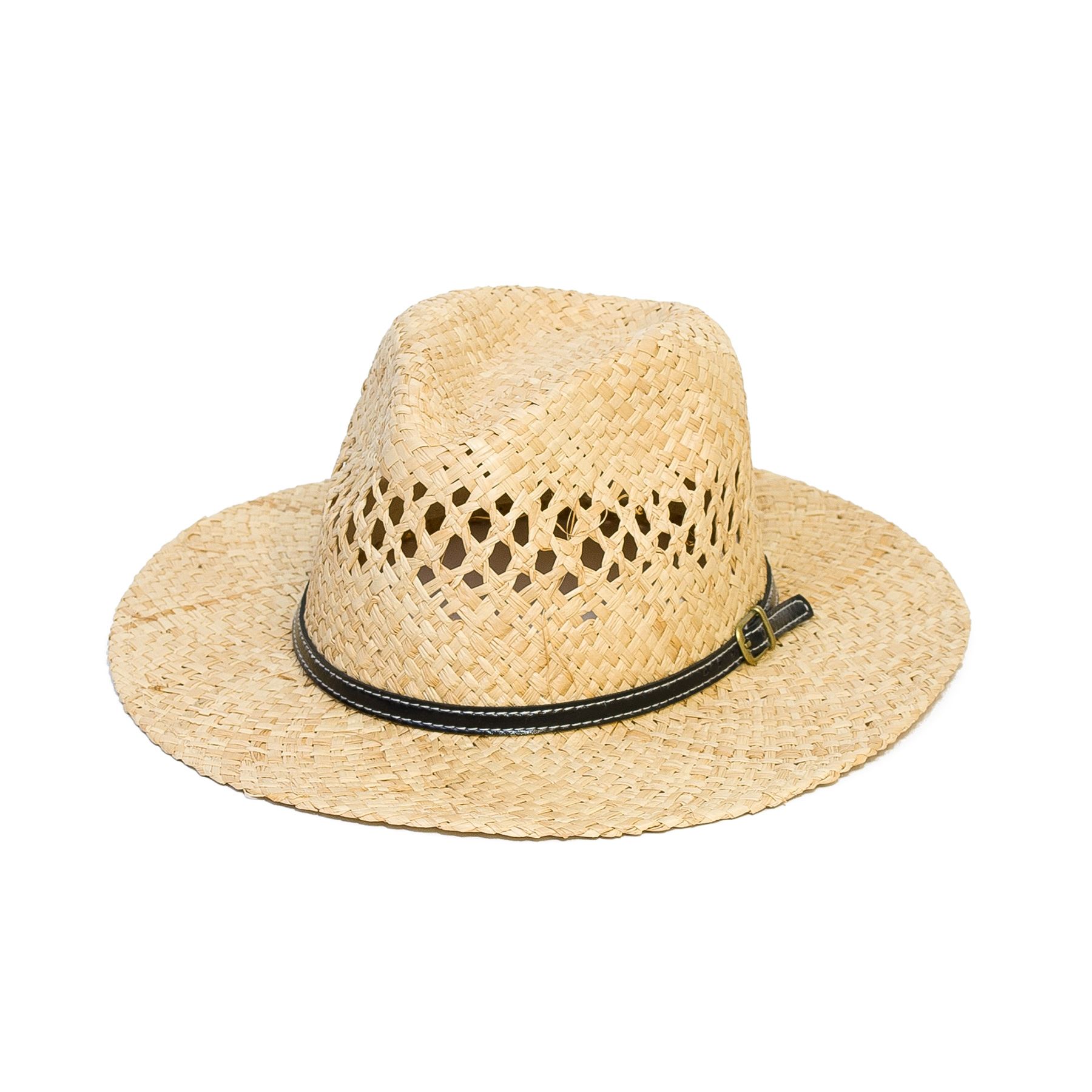 cowboy straw hat with faux leather band