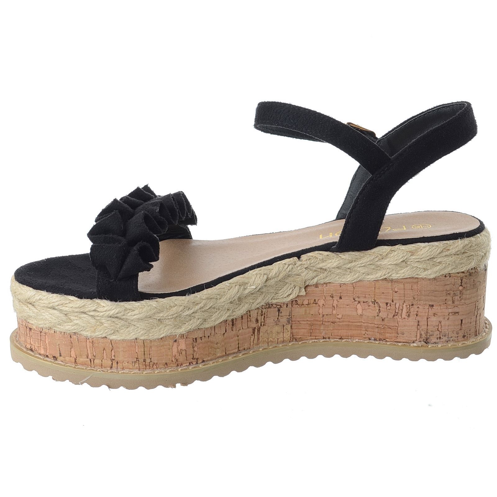 LADIES WOMENS CORK WEDGE SANDALS PLATFORM ANKLE STRAP BRAIDS SUMMER SHOES SIZES | eBay