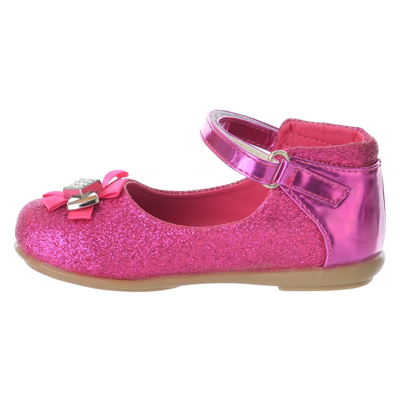 GIRLS INFANTS TODDLERS GLITTER HOOK LOOP ANKLE STRAP PARTY DIAMANTE SHOES SIZE
