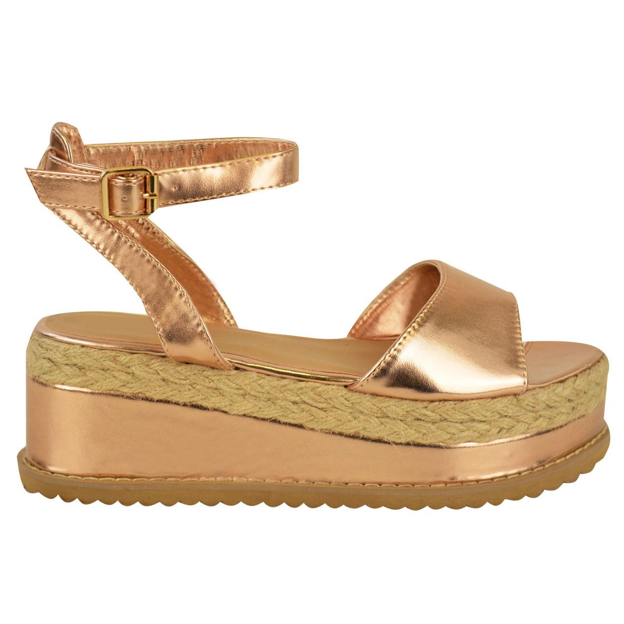 Womens Ladies Flat Low Wedge Espadrille Sandals Lace Platform Summer