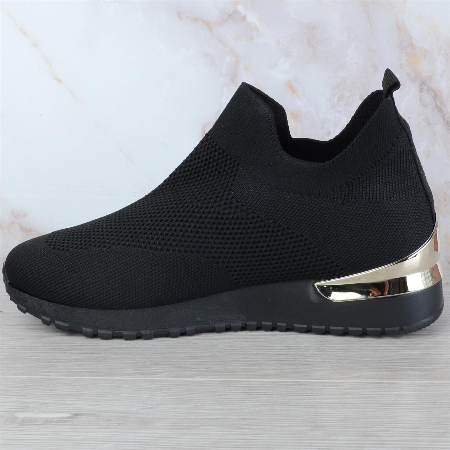 WOMENS LADIES PULL ON SOCK WEDGE HEEL TRAINERS SNEAKERS PUMPS SPORTS SHOES SIZE - Picture 4 of 22