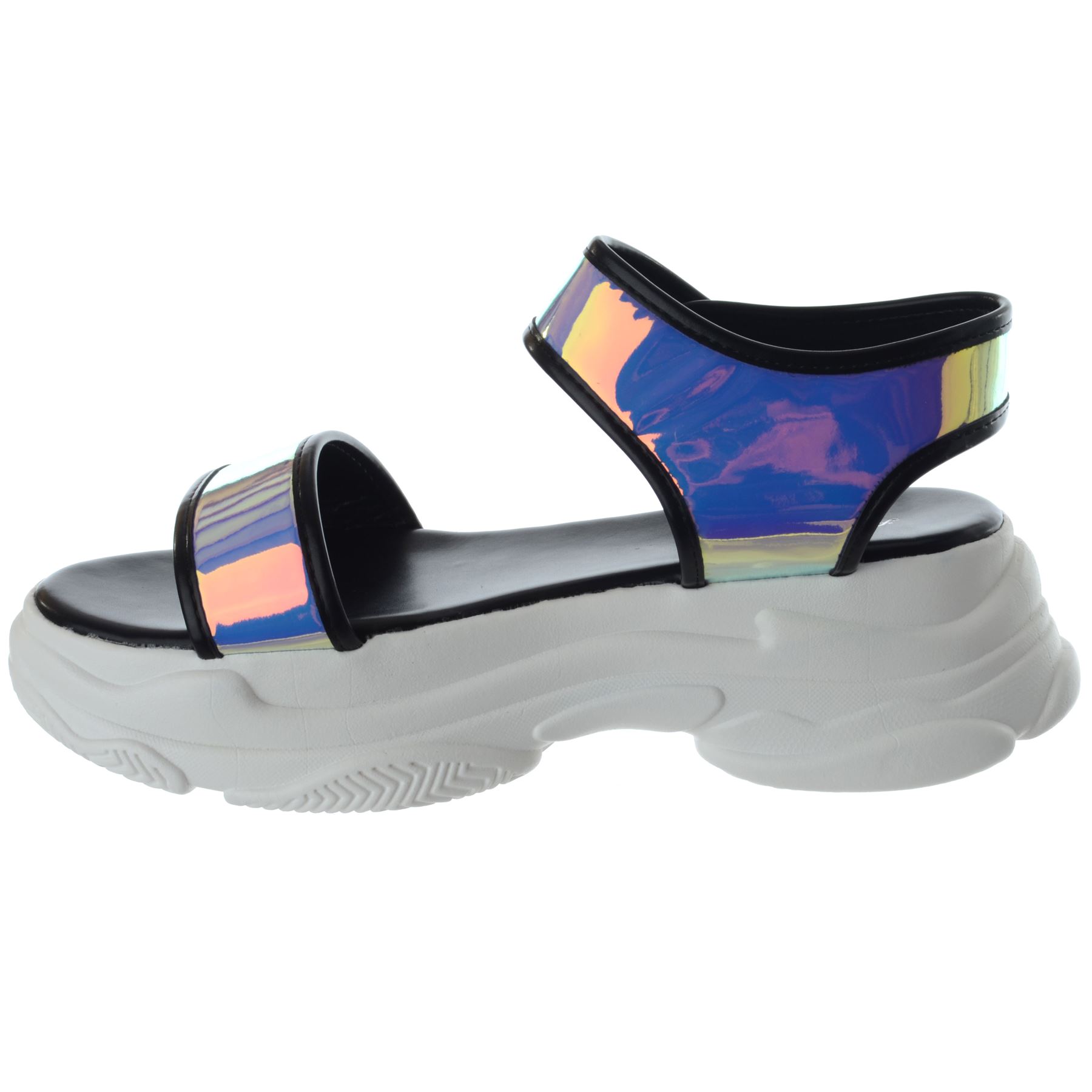 Ladies Womens Chunky Platform Hologram Perspex Casual Summer Sandals Shoes Size | eBay
