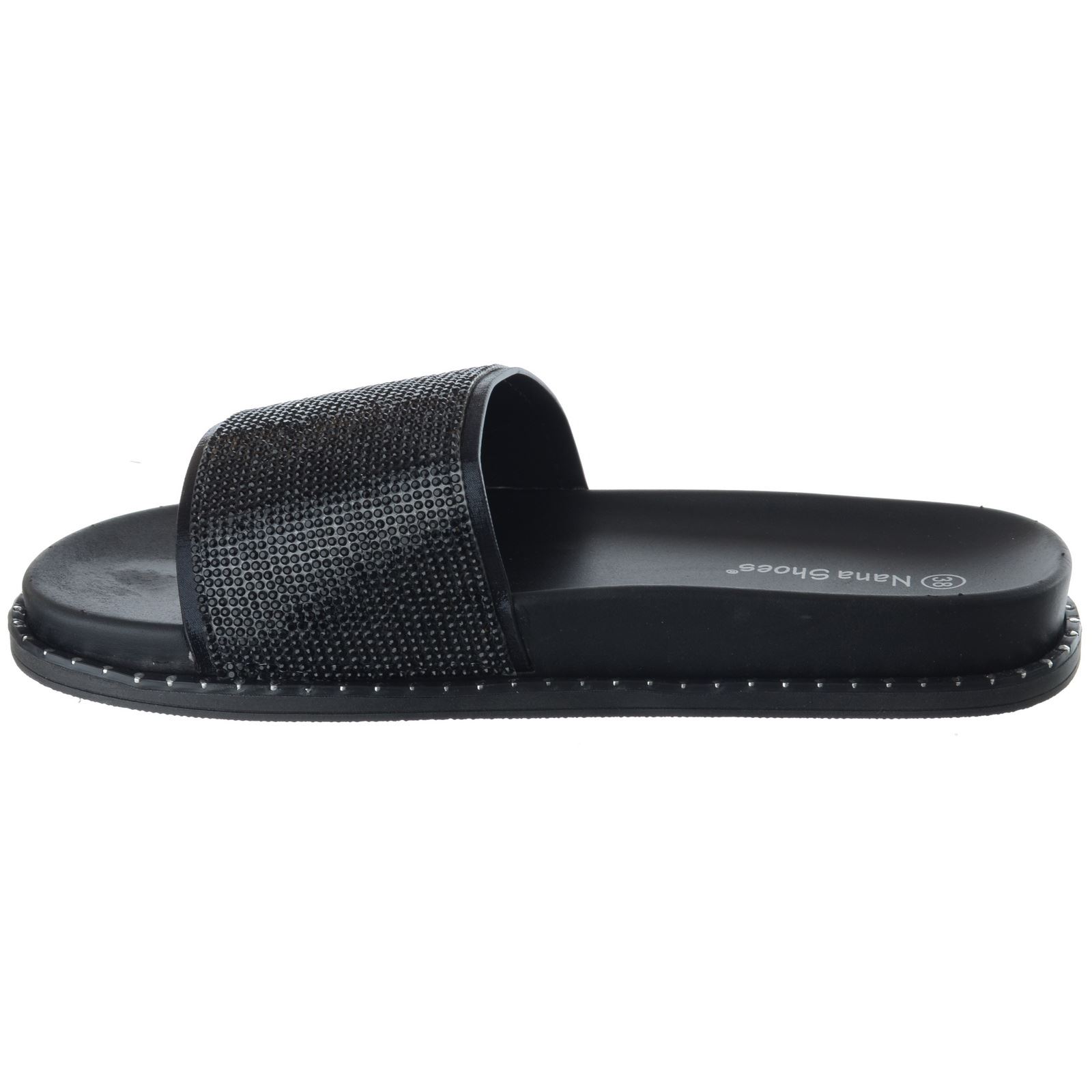 Womens Ladies BIG SIZES Slip On Slipper Sliders Dimante Sparkly Sandals Shoes