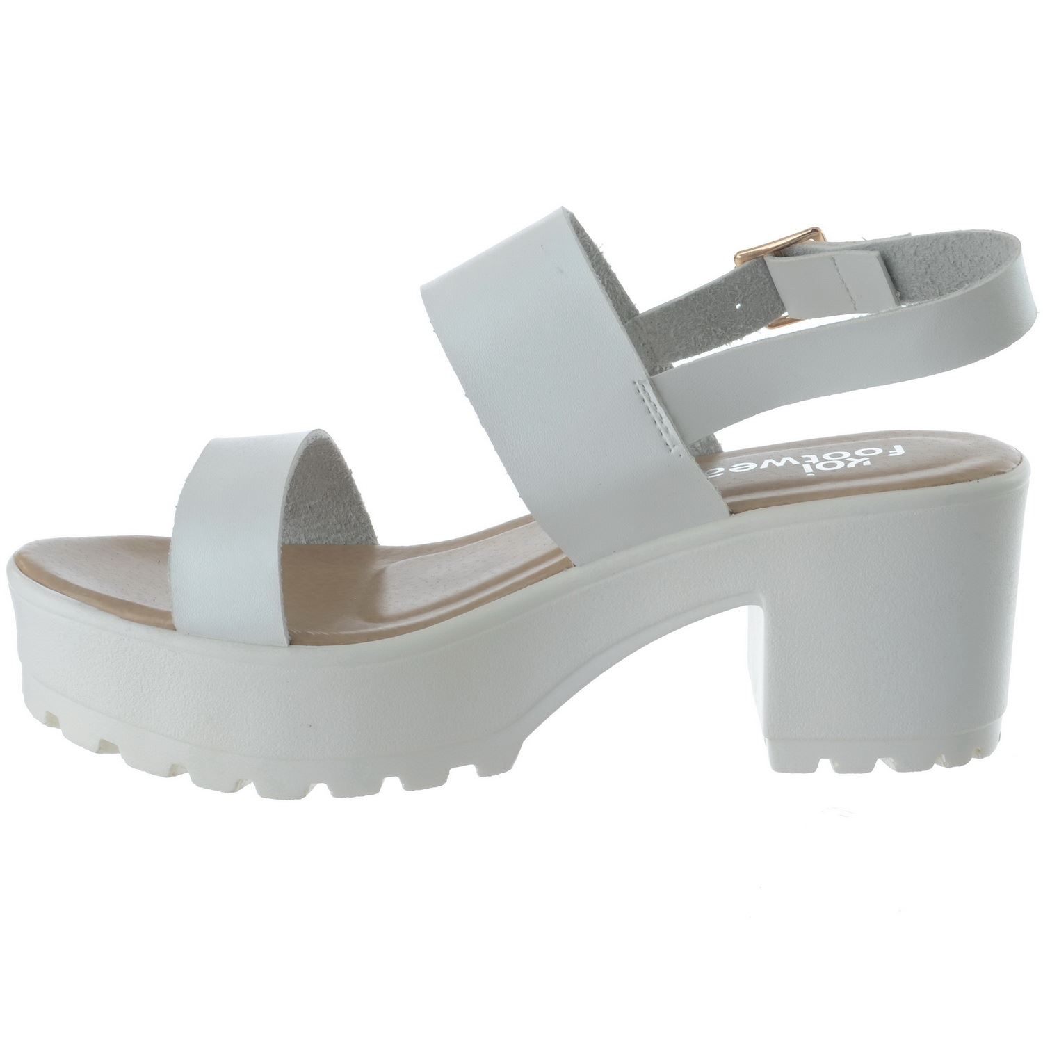 Womens Ladies Mid Block Heel Buckle Slingback Chunky Platform Sandals Shoes Size | eBay