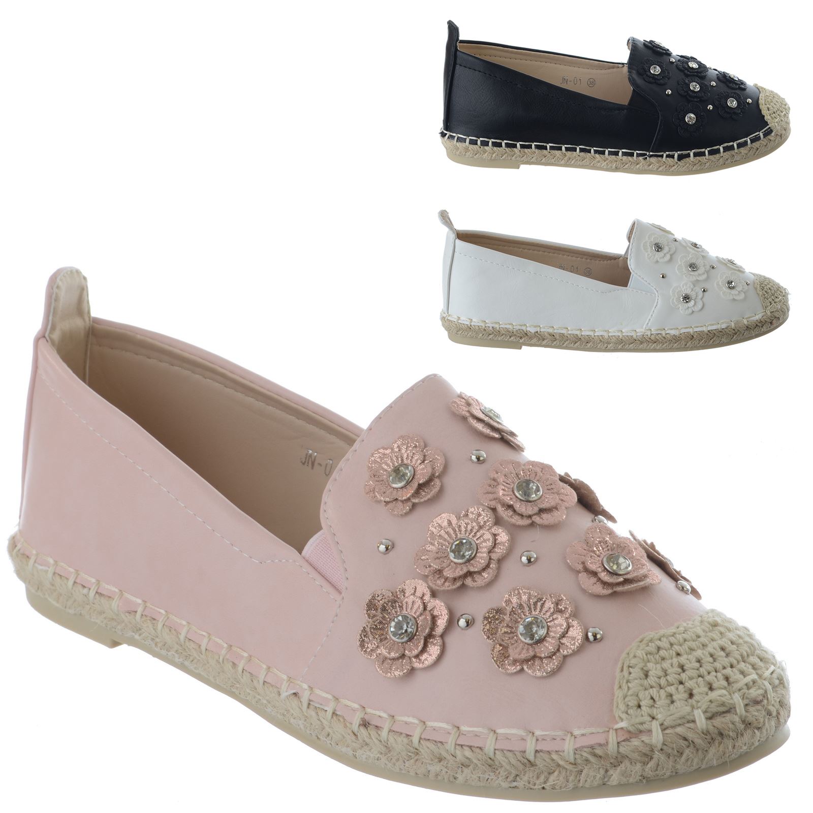 Womens Ladies Slip On Flat Espadrilles Casual Summer Sandals Shoes Pumps Size
