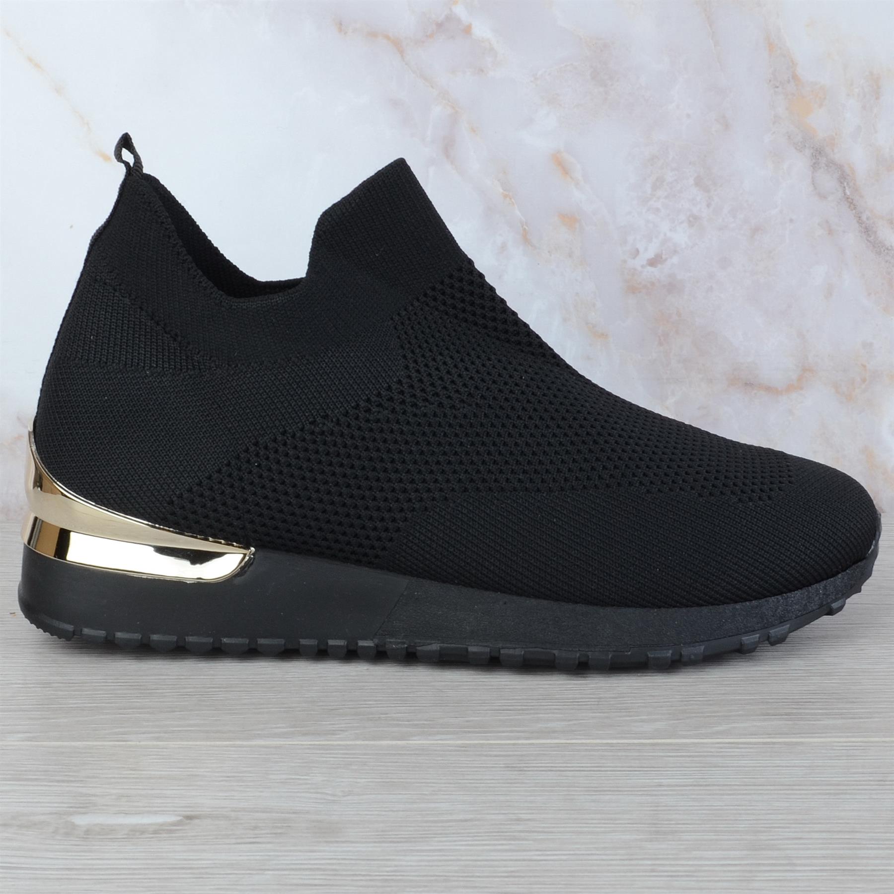 WOMENS LADIES PULL ON SOCK WEDGE HEEL TRAINERS SNEAKERS PUMPS SPORTS SHOES SIZE - Picture 3 of 22