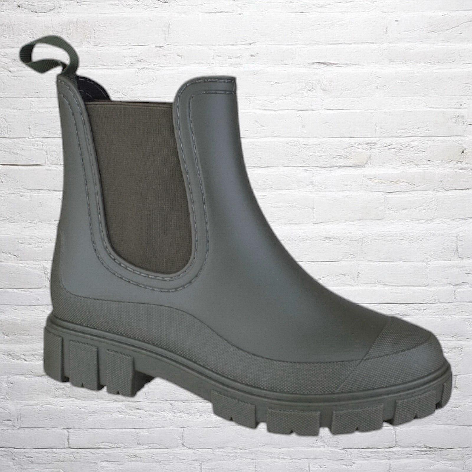 WOMENS LADIES SNOW RAIN PULL ON SHORT WELLINGTON CHELSEA ANKLE BOOTS SHOES SIZE